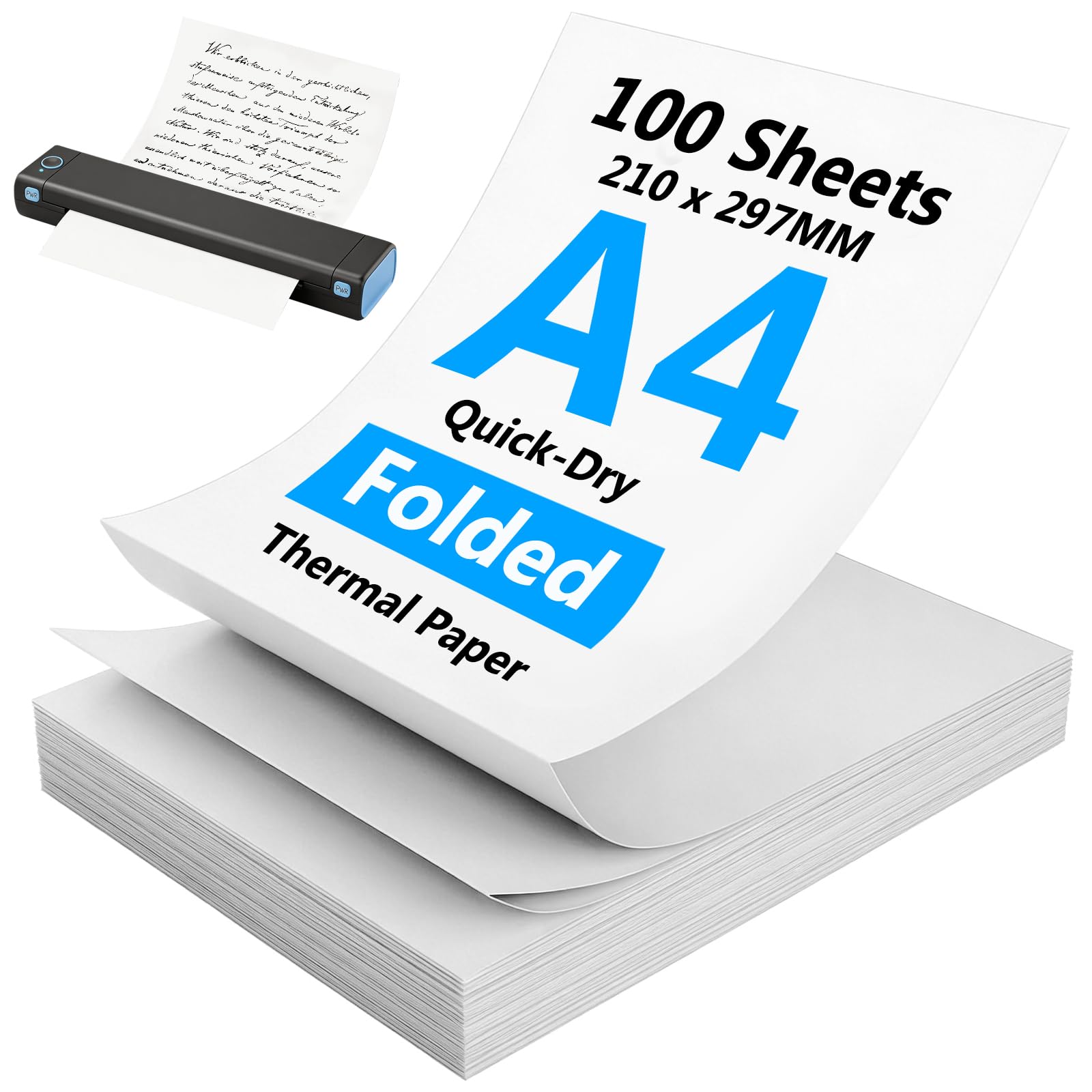 100 Sheets A4 Thermal Printer Paper,8.27x11.69 inch/210x297 mm, Smooth Printing and Clear Image,Compatible with A4 Thermal Printers,Ideal for Home Office School Contracts Invoices Labels