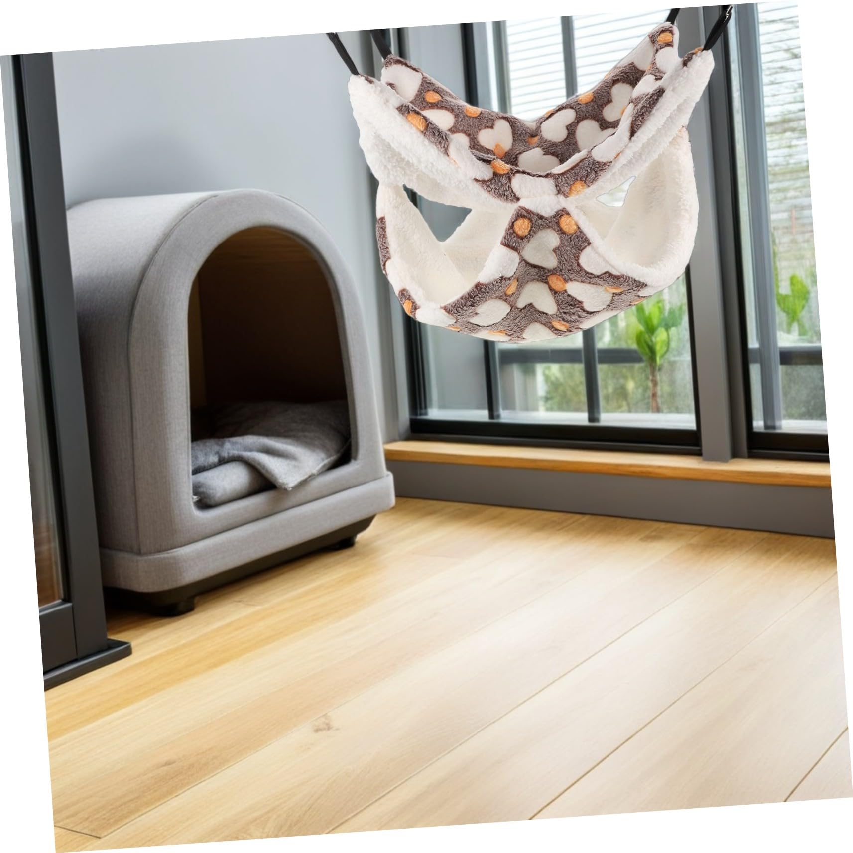 Hohopeti 3 Pezzi Nascondiglio per Piccoli Animali Soffice e Letto Amaca per Criceti Furetti e Porcellini Tana Tunnel Accogliente e Accessori per Gabbia Rifugio Confortevole per Pet