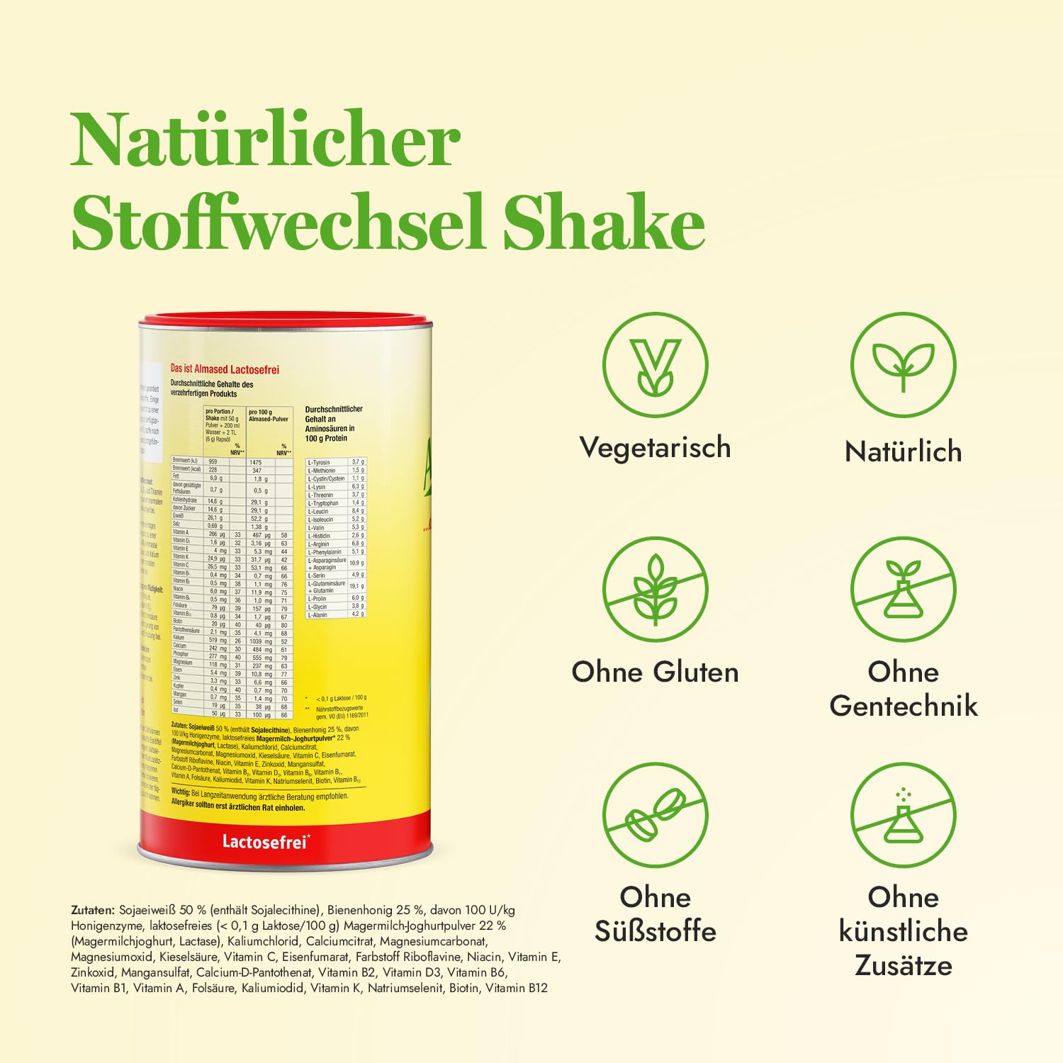 3er Bundle – Almased Lactosefrei – Shaker – zur nachhaltigen Gewichtsabnahme – hoher Proteingehalt – ohne künstliche Zusätze - 3x500g – 30 Portionen