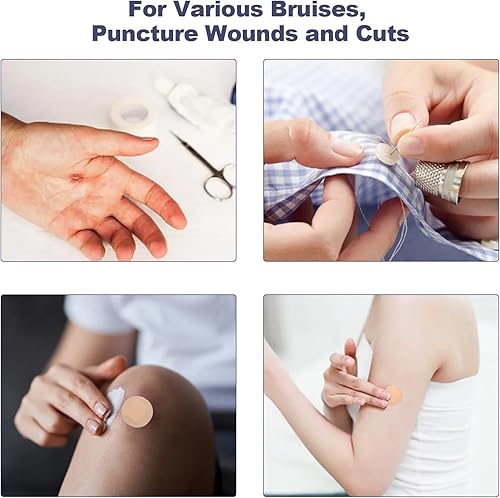 Miniatura 4 de 200 vendajes redondos autoadhesivos, vendaje autoadhesivo de tela flexible para cuidado de heridas pequeñas y ocultar manchas en la piel, 0.87