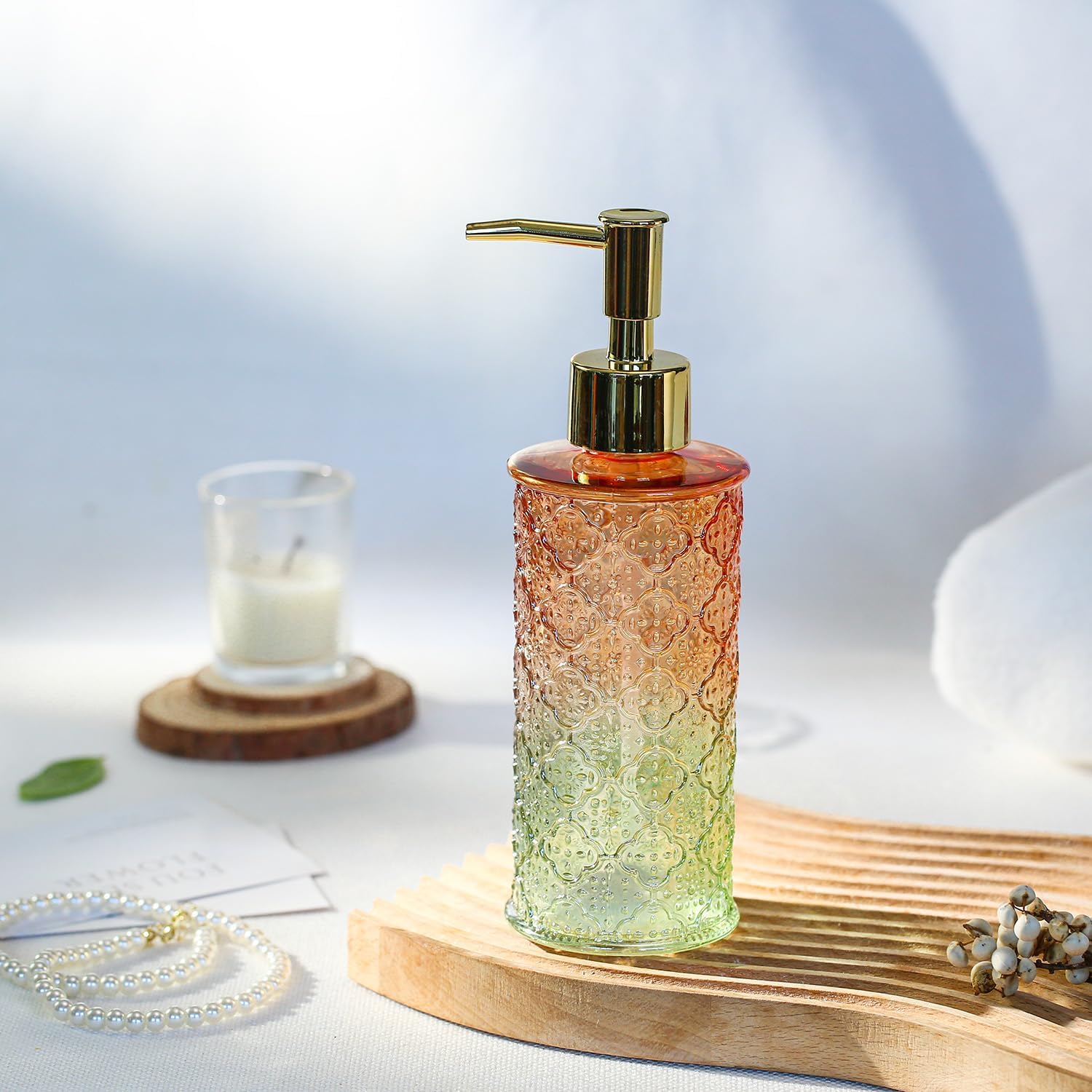 Soap Dispenser with Pump, Refillable Liquid Hand Soap Dish Soap Dispensers for Bathroom Counter, Kitchen Sink (OrangeGreen) - Image 5