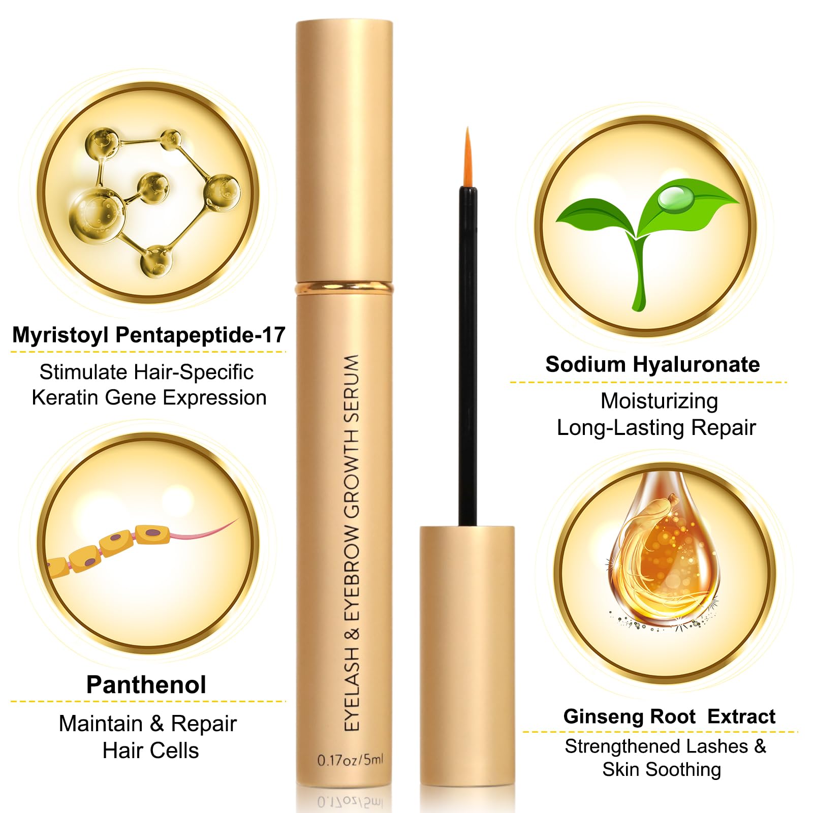LZM Lash Serum for Growth and Thickness Eyebrow & Eyelash Serum for Longer Thicker, Healthier Lashes Rapid Growth (5ml) - Image 2