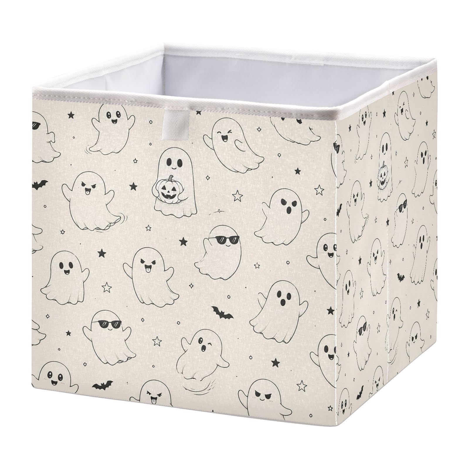 Ewusp Halloween Boo Cube Storage Boxes 28x28 cm Foldable Closet Organiser Bin Holiday Basket Baby Basket for Nursery Bedroom Office