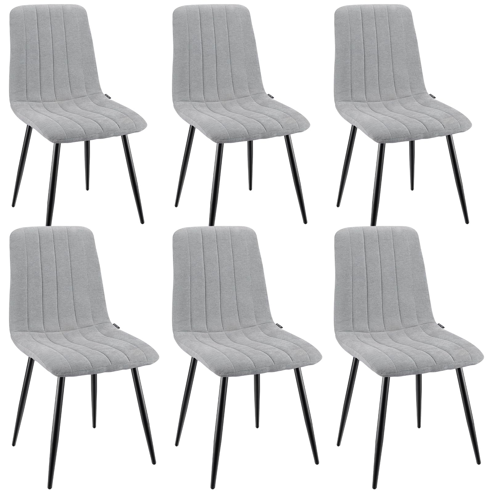 WAFTING Juego de 6 Sillas de Comedor Tapizadas con Respaldo Alto, Sillas de Comedor con Base de Metal, para Comedor, Salón, Cocina, Dormitorio y Sala de Recepción, Color Gris