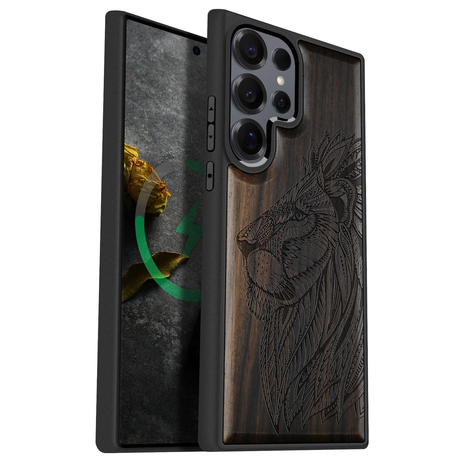 Carveit Magnetic Wooden Case for Samsung Galaxy S25 Ultra Case 2025, TPU Shockproof Cover & Wood Artisan Engraved, Compatible with MagSafe Wireless