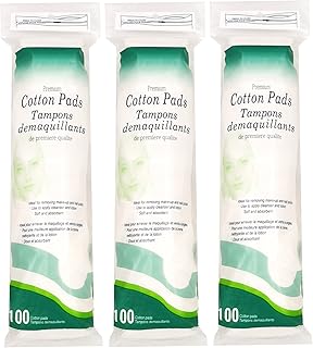 Organic Premium Cotton Rounds (300 Count), Hypoallergenic, 100% Pure Cotton, Lint Free Makeup Remover Pads for Face Eye Ma...