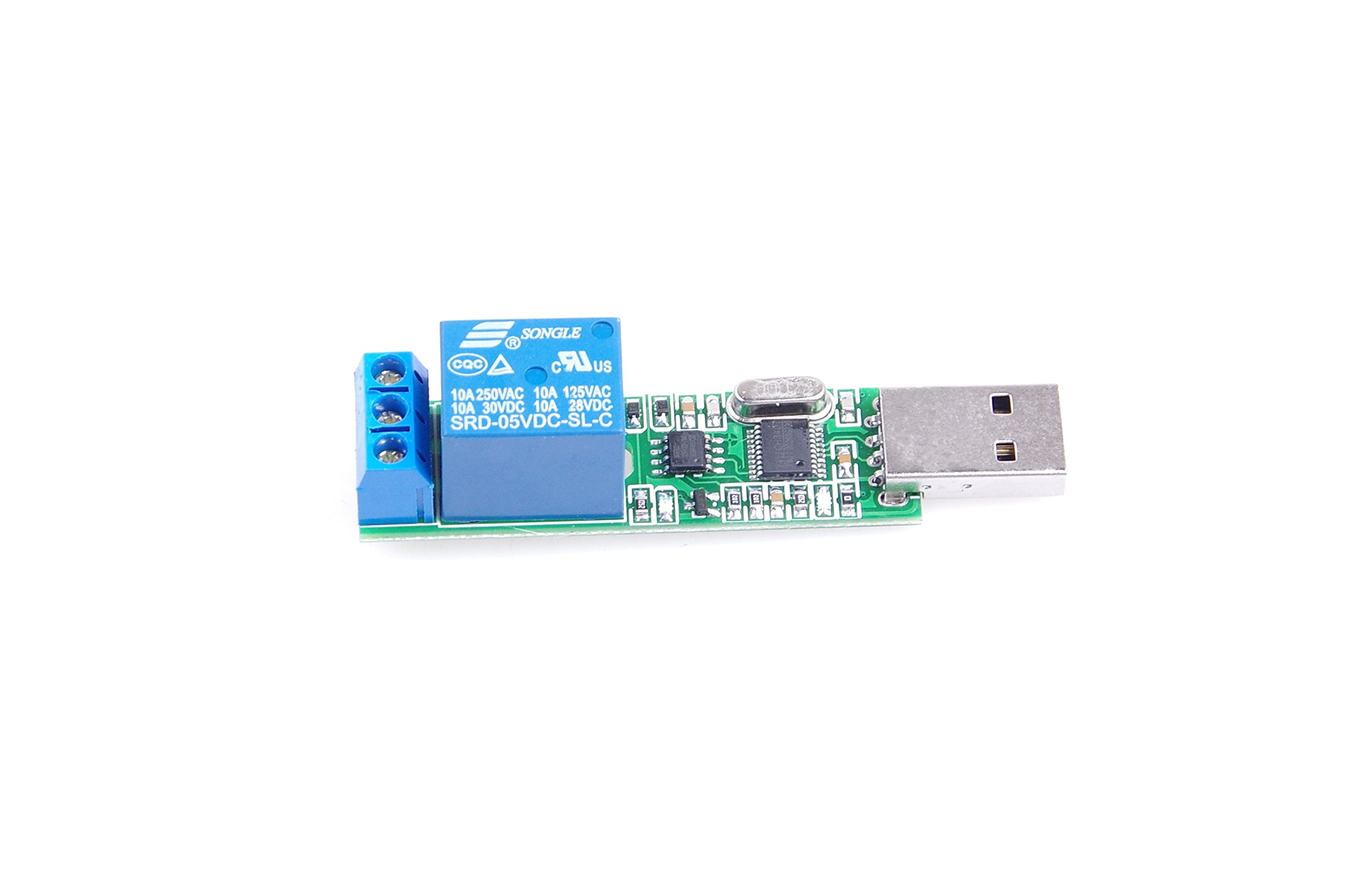 1-Channel CH340 5V Relay Module with Square USB Male Interface Plug and Play