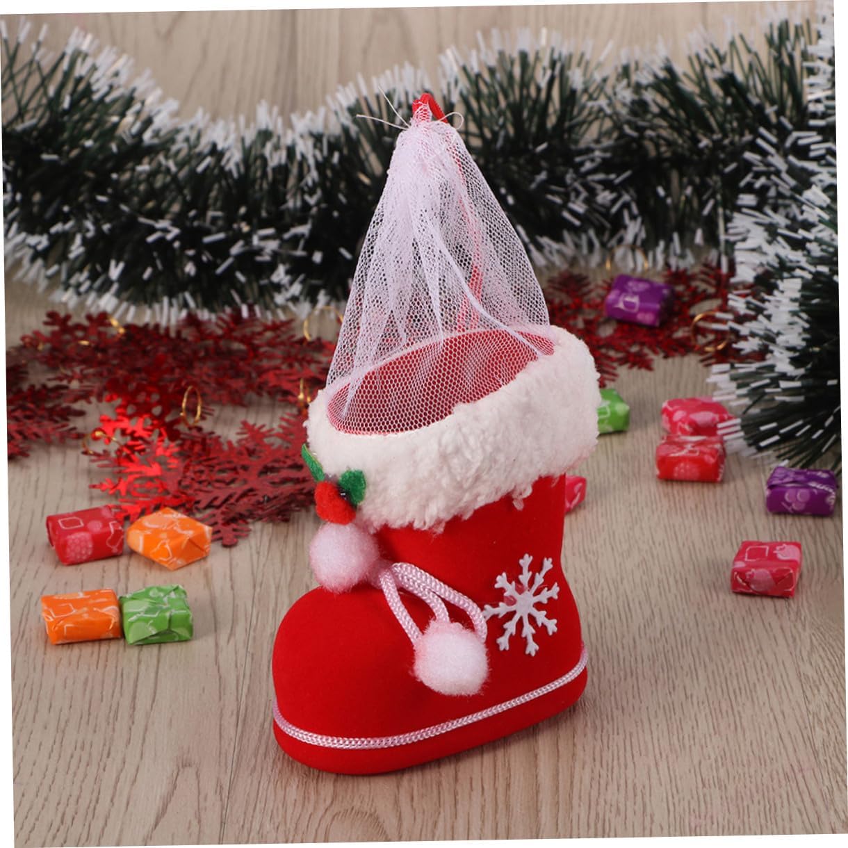 Christmas Stocking Pendant 2pcs Plastic Candy Boots for Xmas