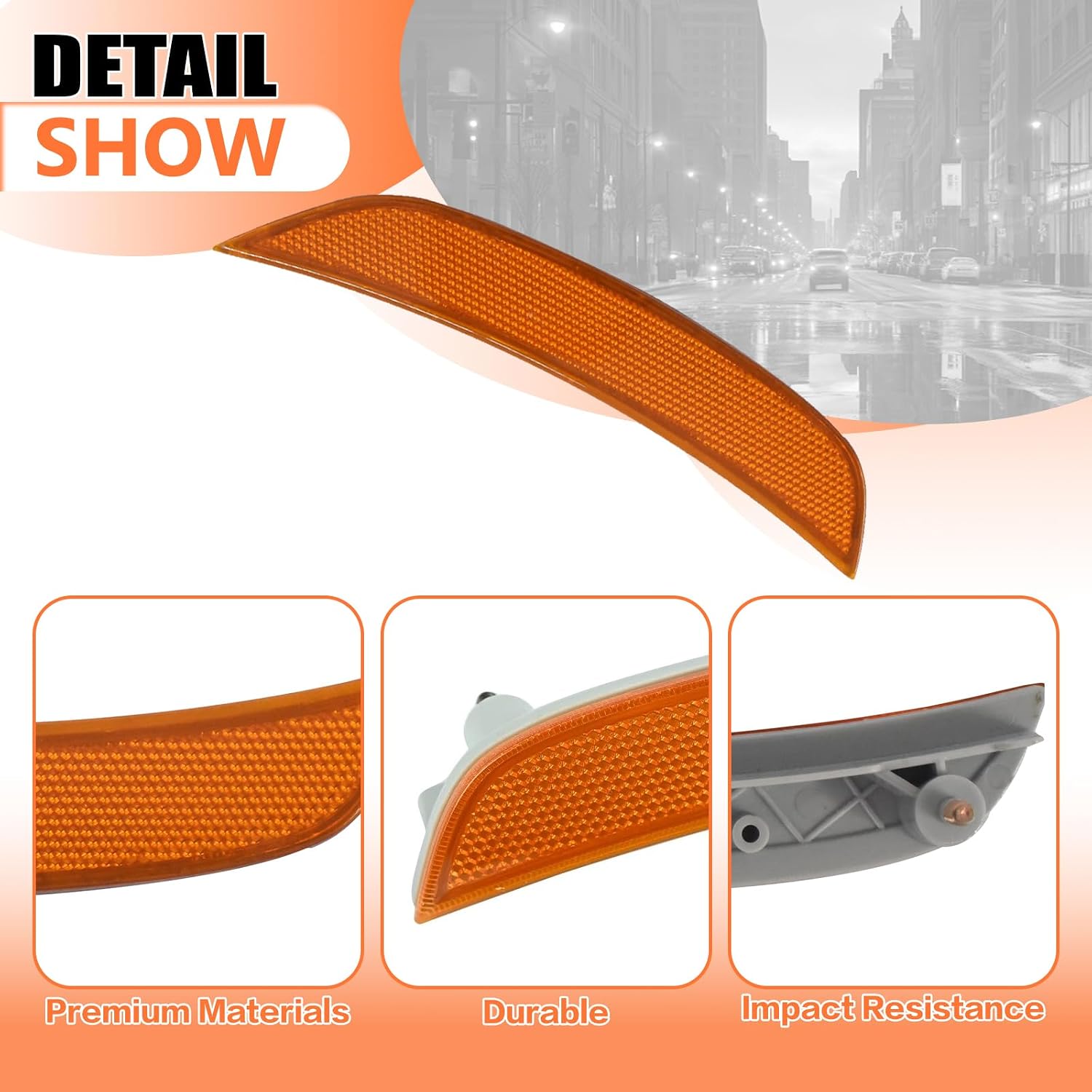 JX RACING Front Bumper Reflector Compatible with Kia Soul 2020-2023 Left Driver and Right Passenger Side Pair Yellow 921A1K0010 KI2550108 921A2K0010 KI2551108 (Pair)