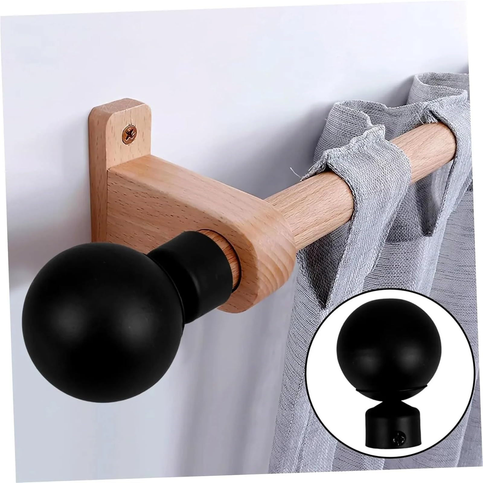 Lot de 4 embouts de tringle à rideaux en fer épais peint en noir pour tringles de 24 mm à 28 mm pour décoration de maison