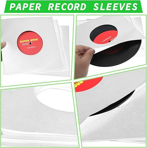 Miniatura 5 de Eaasty 50 fundas de papel de vinilo para discos de vinilo de protección de 45 RPM, fundas de papel para discos individuales, fundas cuadradas para
