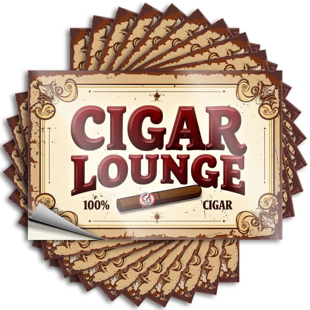 Indie Door Quote | Cigar Lounge - 100% Cigar Experience. Winter Durable Vinyl Sticker Easy Apply for Birthday(12X18CM)
