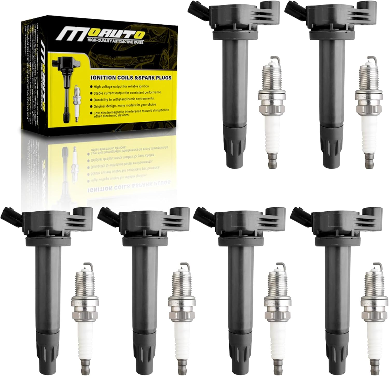 Set of 4 Ignition Coils Pack UF658 A0001502580 & 4 PCS Iridium Spark Plugs Compatible with Mercedes Benz 2014 2015 C250 2012-2015 SLK250 1.8L L4