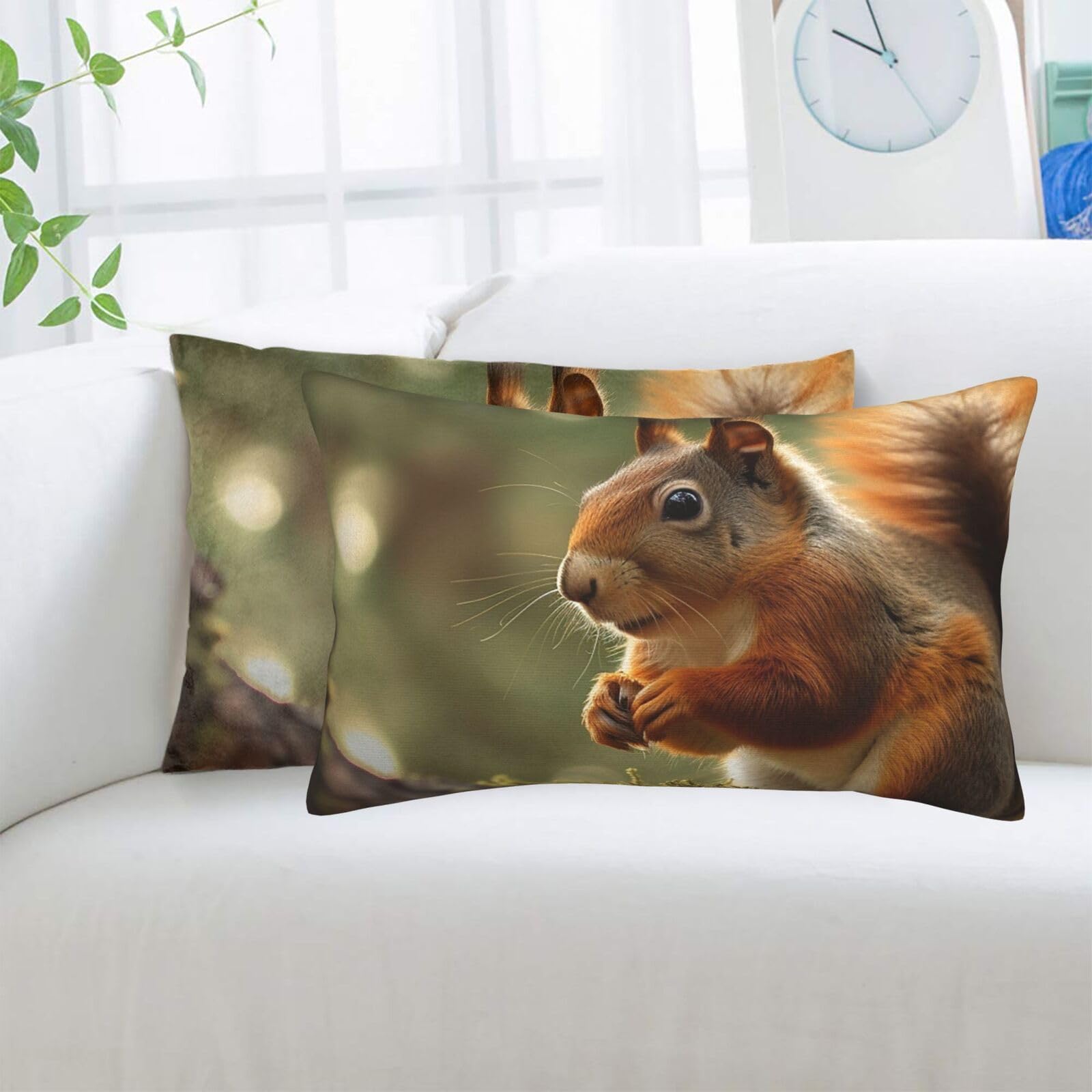 Wildlife Forest Squirrel Standard Pillowcases Sets of 2, Ultra Soft Microfiber Plush Pillow Cases 14"X20" Comfort Decorative Throw Pillow Cover with Hidden Zipper for Bedroom, Sofa, Couch