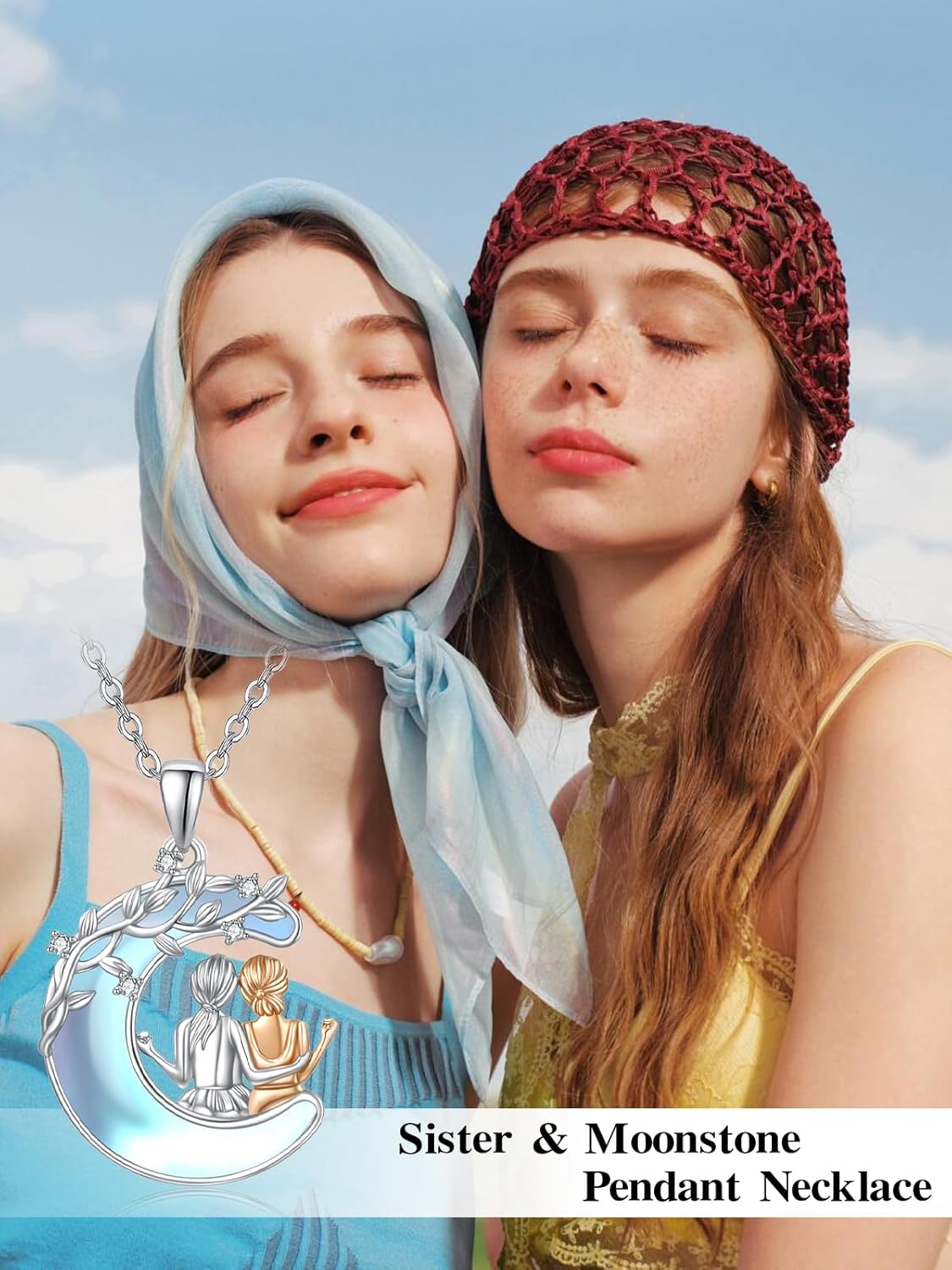 Sisters Necklace for Women,Moonstone Jewelry Anniversary Christmas Birthday Gifts from Sister Pendant for Women Female Friendship Forever My Friend - Image 5