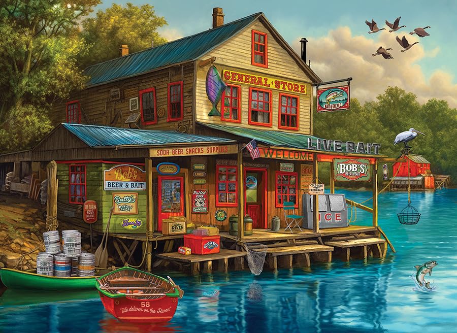 Cobble Hill 1000 Piece Puzzle – Bob’s Beer & Bait- Sample Poster Included