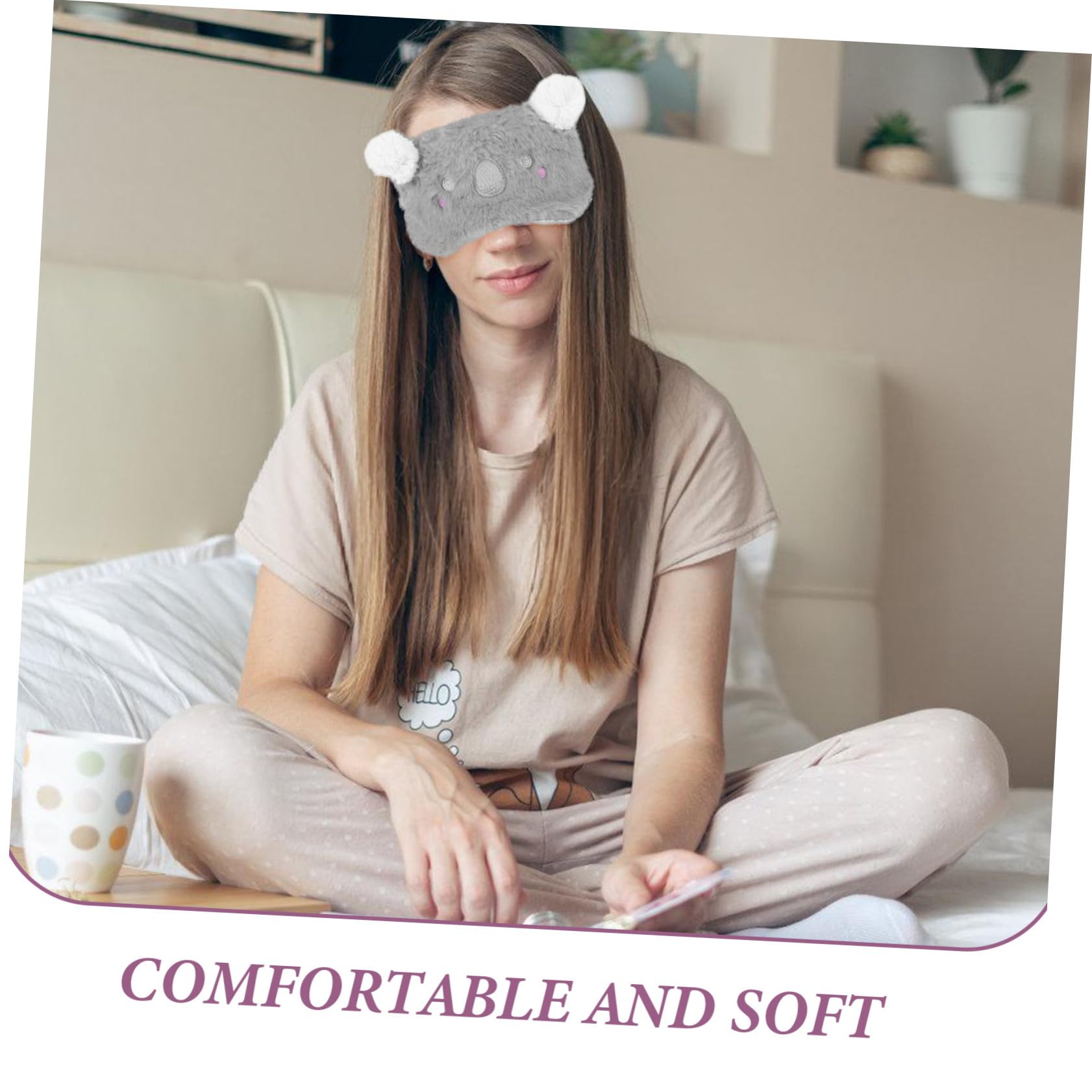 Masque de Sommeil Koala en Peluche Courte, Mignon et Cartoon | Portable et Confortable, Usage Bureau ou Voyage, Forme Compacte pour Adulte Petit