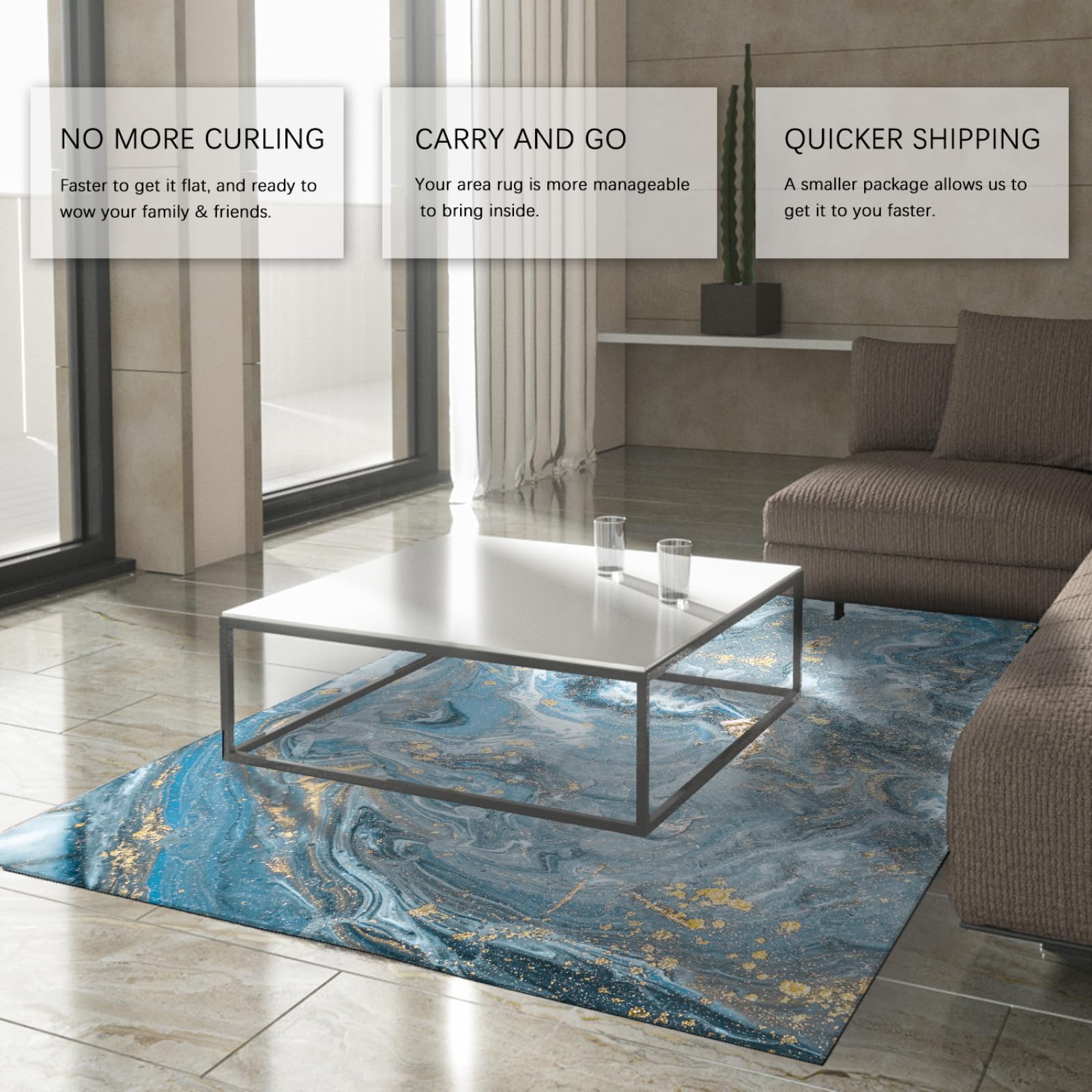 Moderner Abstrakter Wolkenteppich Waschbarer Leichter Teppich für Wohnzimmer Büro Blauer und cremefarbener Rutschfester Teppich mit weichem Boden 120x240cm