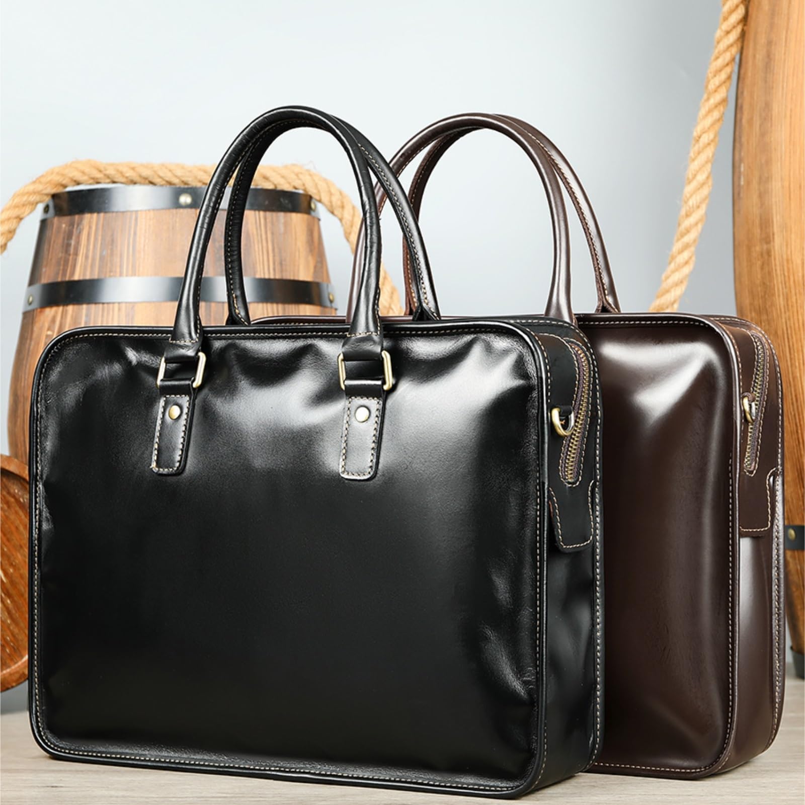 Borsa a tracolla in pelle per uomo 15 pollici Laptop Crossbody