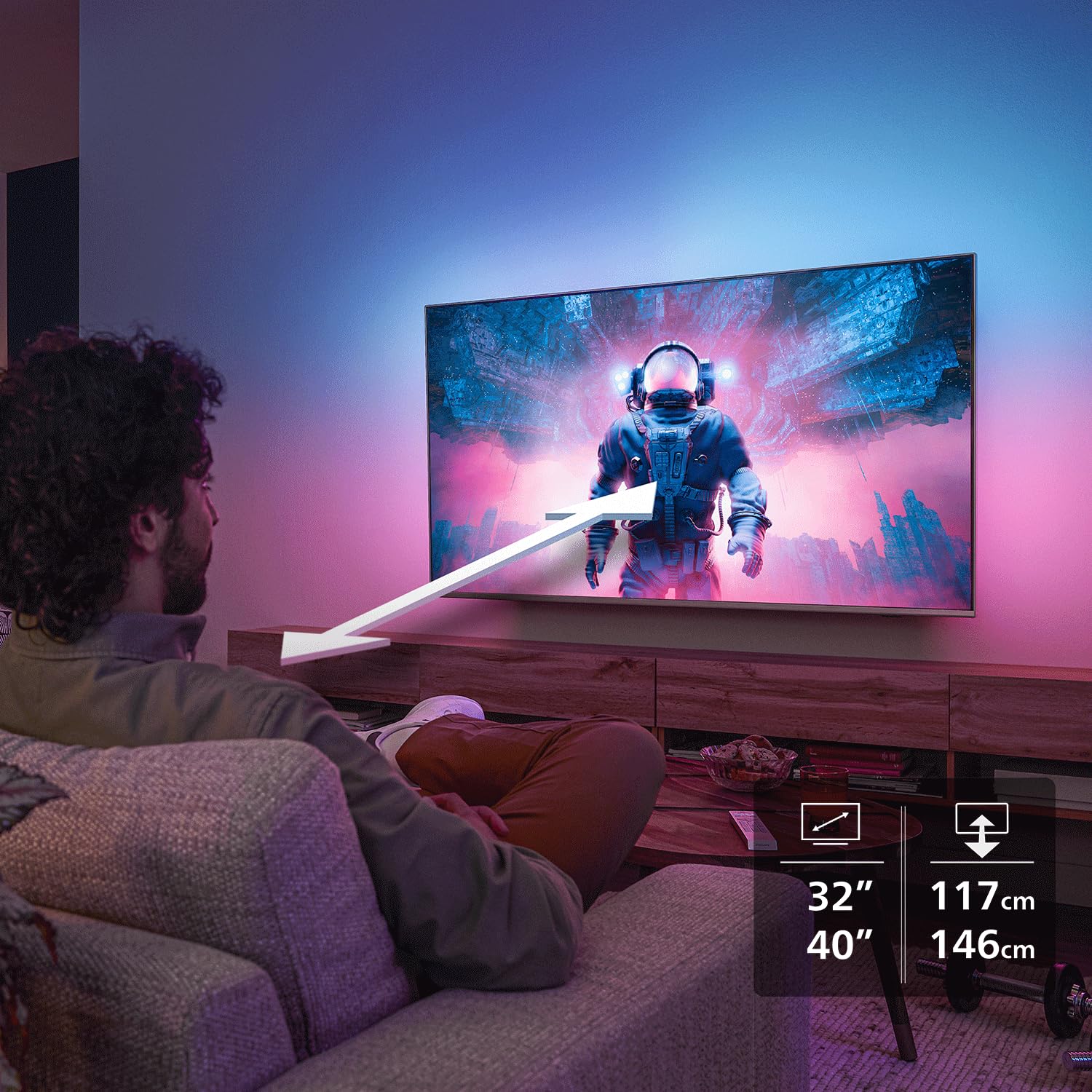 PHILIPS Ambilight TV 32PQS6901/12 32 Zoll FHD QLED Smart-TV | Pixel Precise Ultra HD, Titan OS, Dolby Audio