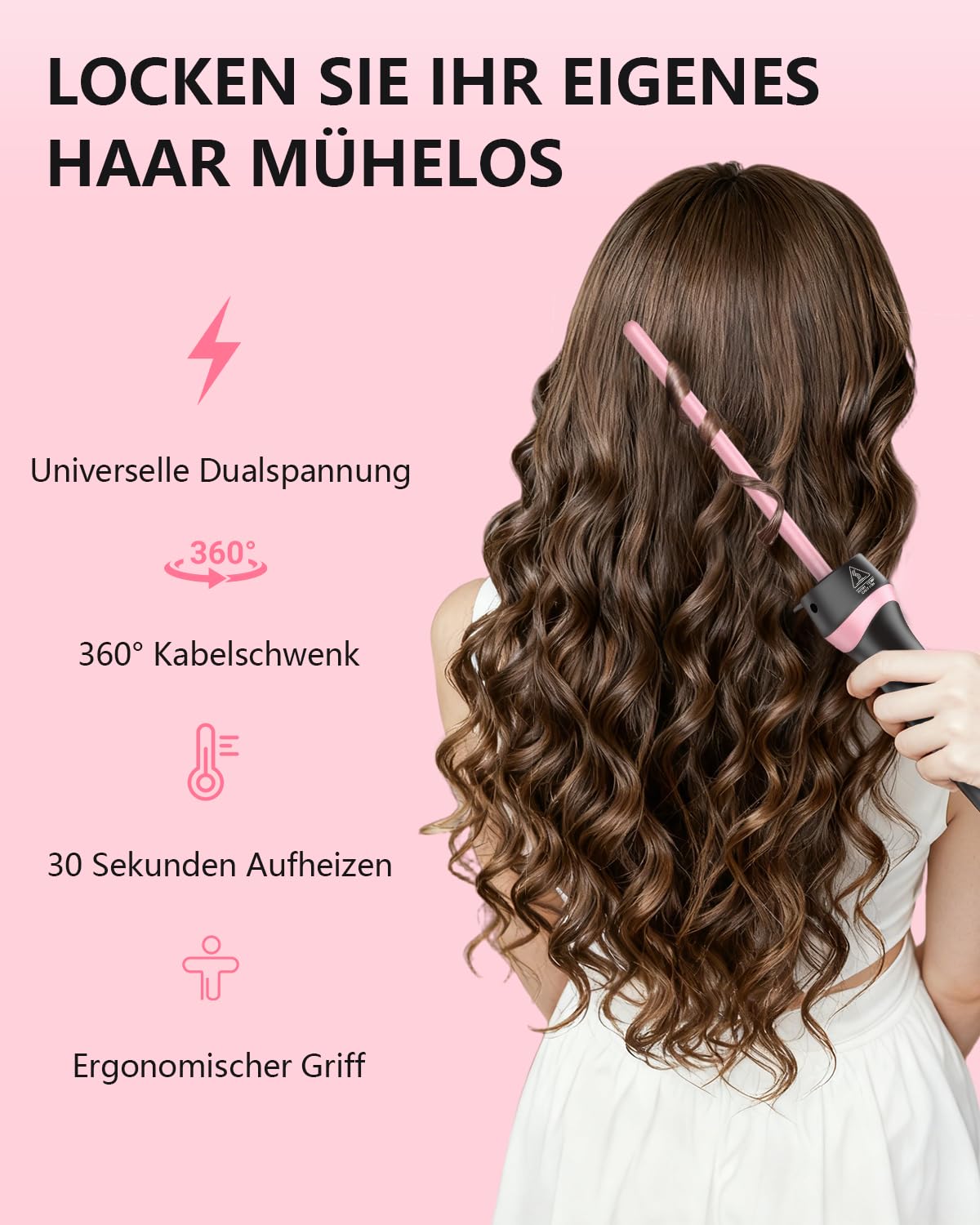 6 in 1 Lockenstab & Schnellaufheizendes Lockenstab-Set mit 6 austauschbaren Keramik-Barrels, schnelle Aufheizung, Dual Voltage Reise Haarwerkzeuge – Lockenstab-Set für Locken & Föhnlook