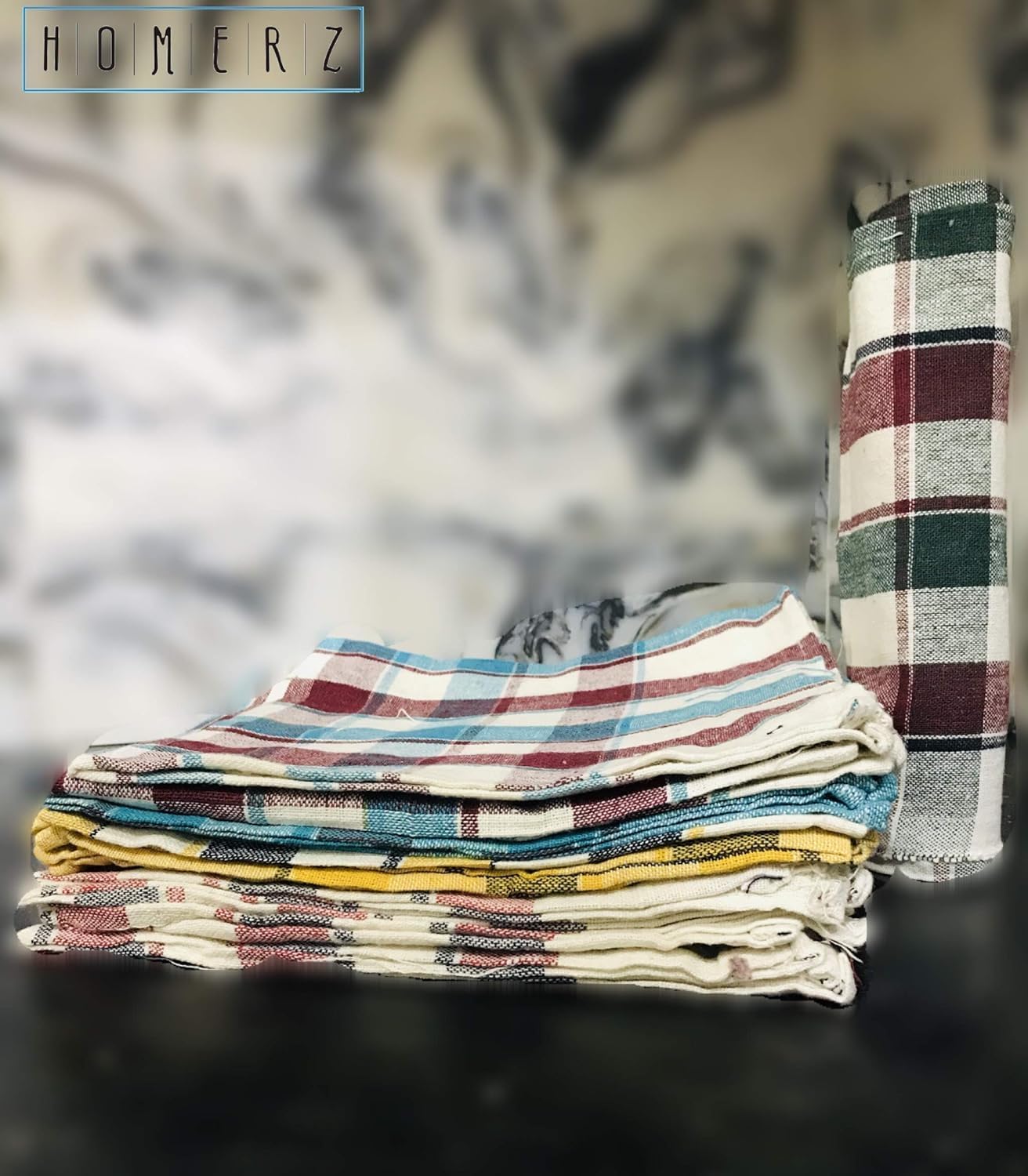 Homerz Check Style Set of 10 Kitchen and Cleaning Multipurpose Cloth | 100% Cotton | 21 x 21 Inch Guaranteed Exact Size (Pack of 10) 4