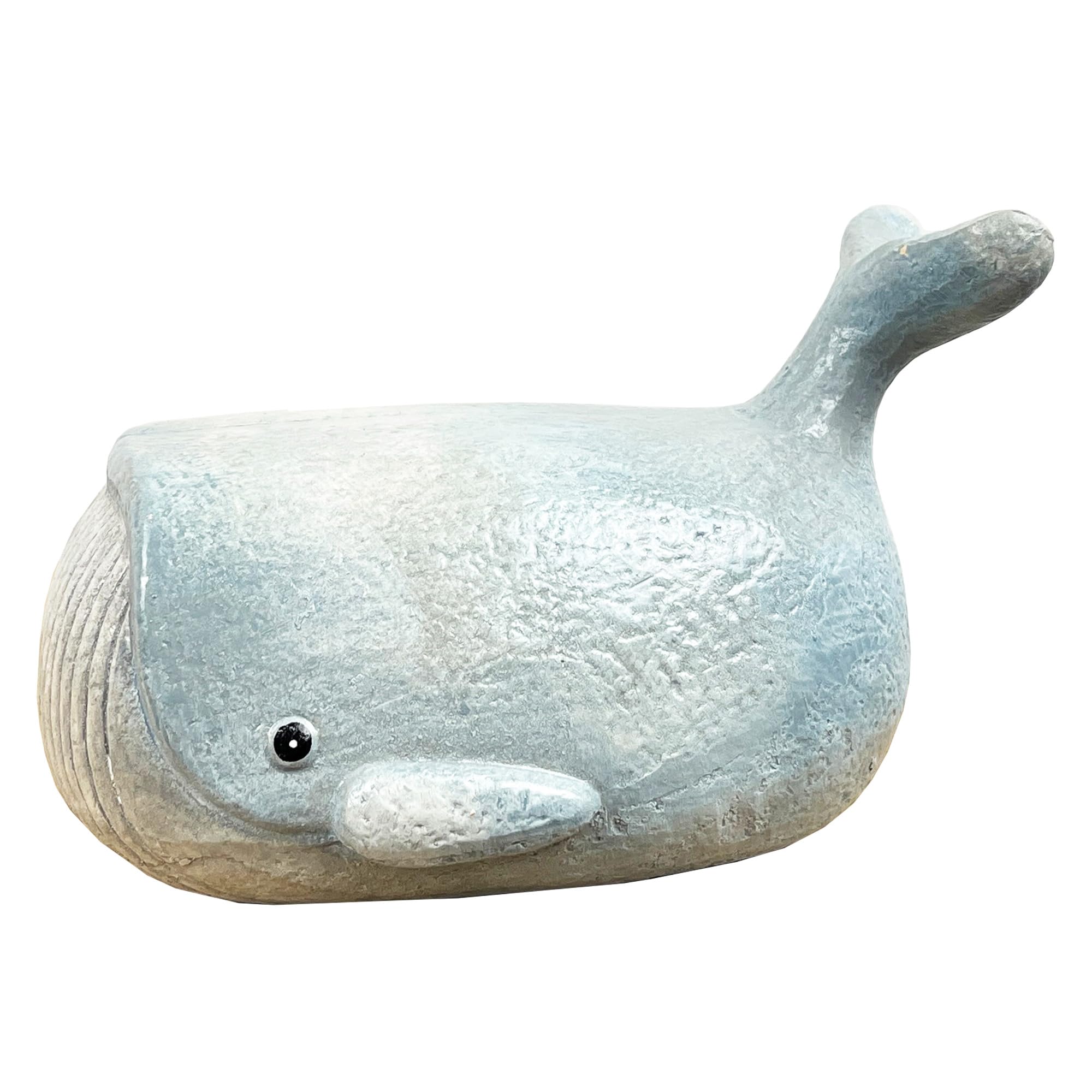 Alfie Francis Blue 21Cm (Length) Rustic Whale Ornament Sculpture Ceramic Fish Statue Nautical Bathroom Beach Seaside