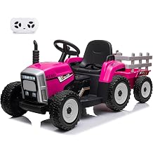 Nasitip 12V Battery Powered Electric Tractor with Trailer & Remote Control