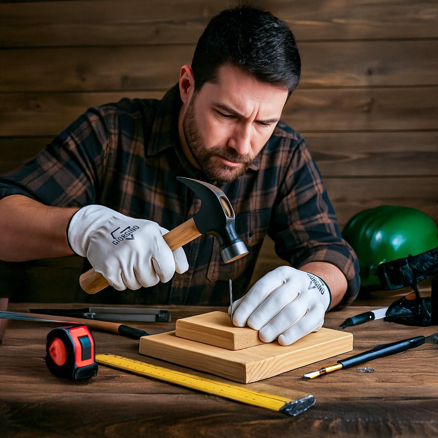 Giorgino Leather Work Gloves Men Heavy Duty Cowhide Driver Gloves Safety Work Gloves for Gardening & Construction - Image 7