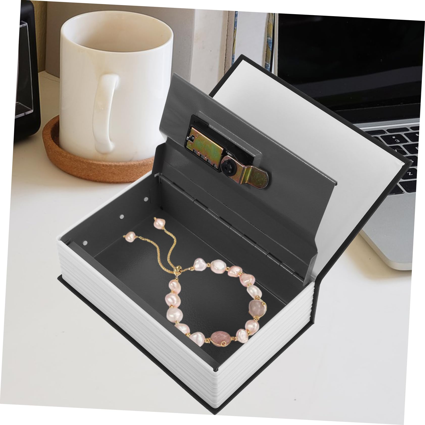 ULTECHNOVO Buchsafe mit Kombinationsschloss Tragbare Aufbewahrungsbox für Schmuck Bargeld und Wichtige Dokumente Metall Buch für Zuhause und Büro Schwarz