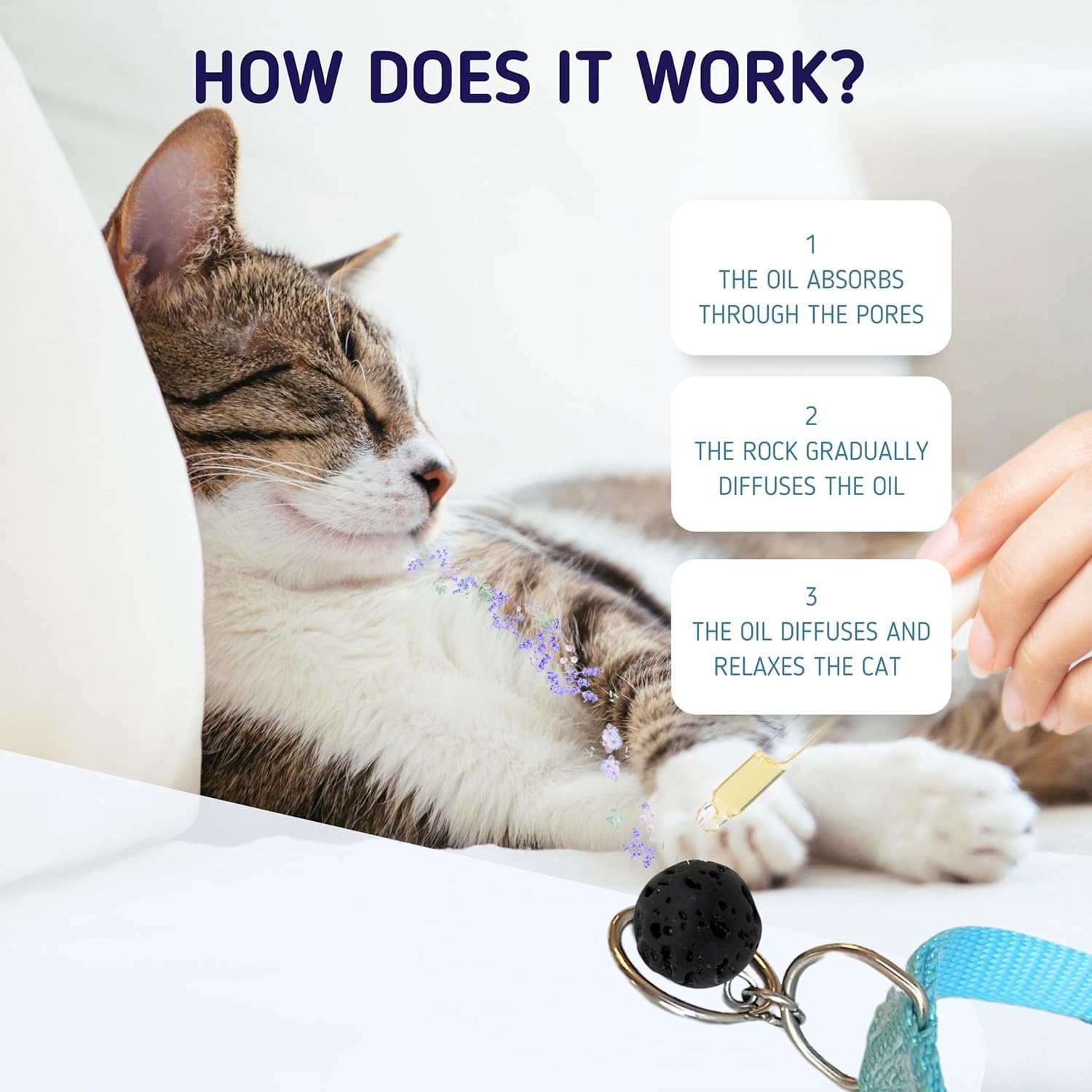 Cat Aggression Relief Calming Collar, Natural Anxiety Relief, Breakaway Vet-Approved Relaxer, Pet-Safe Collar with Essential Oils (Light Blue - Myrrh) - image 3