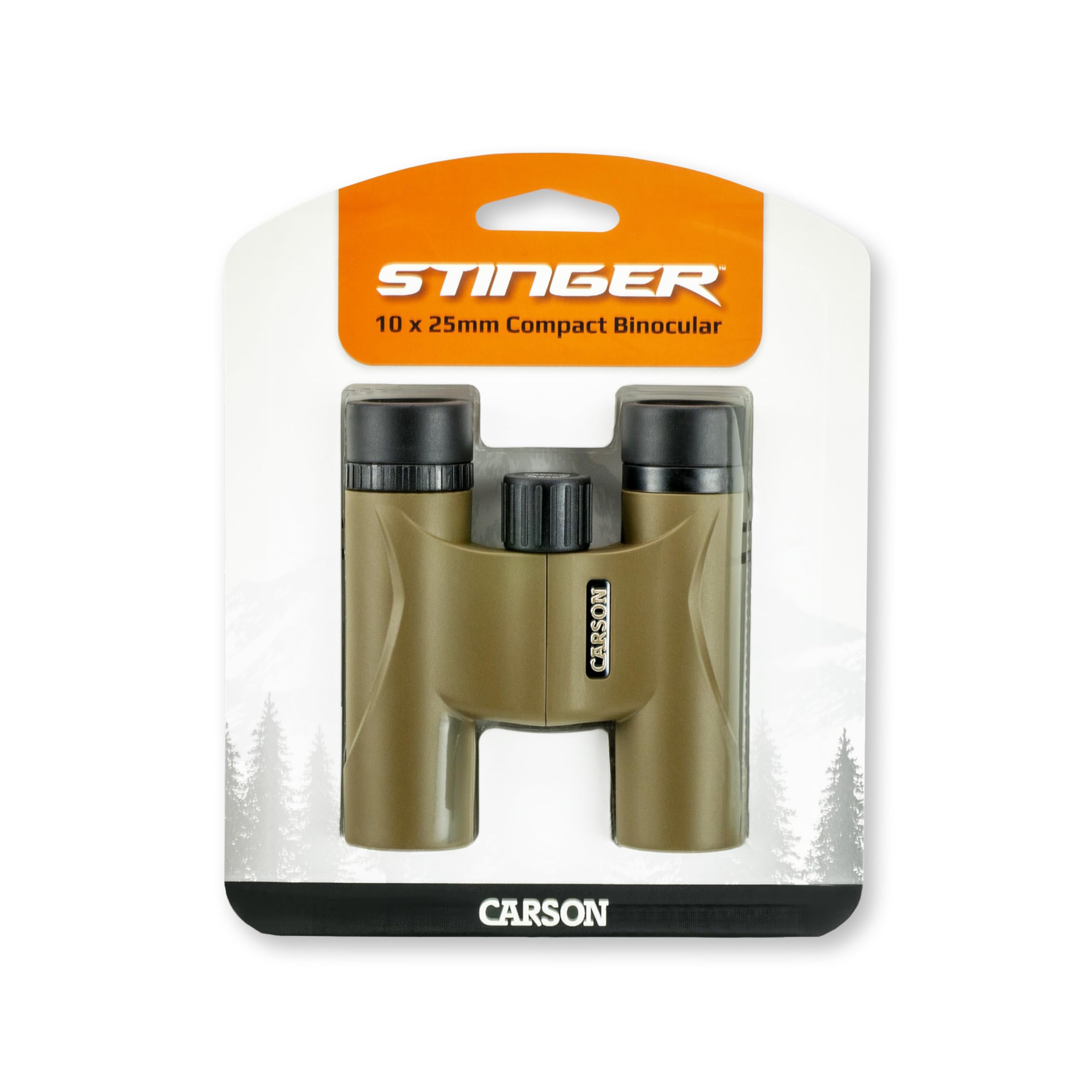 Carson Stinger - Binocolo compatto, 10 x 25 mm, per bird watching, caccia e viaggi, M, colore: Verde oliva