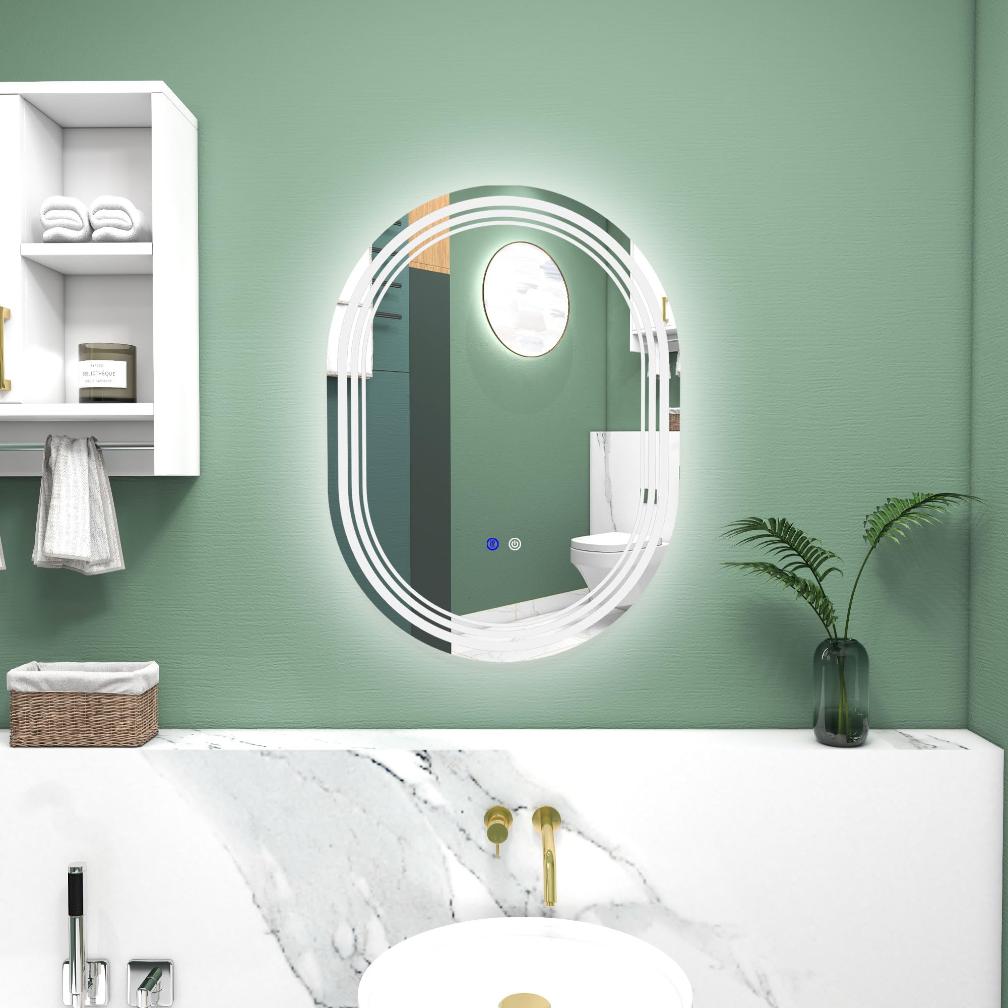 kleankin Espejo Baño con Luz 70x50 cm Antivaho IP44 Horizontal/Vertical