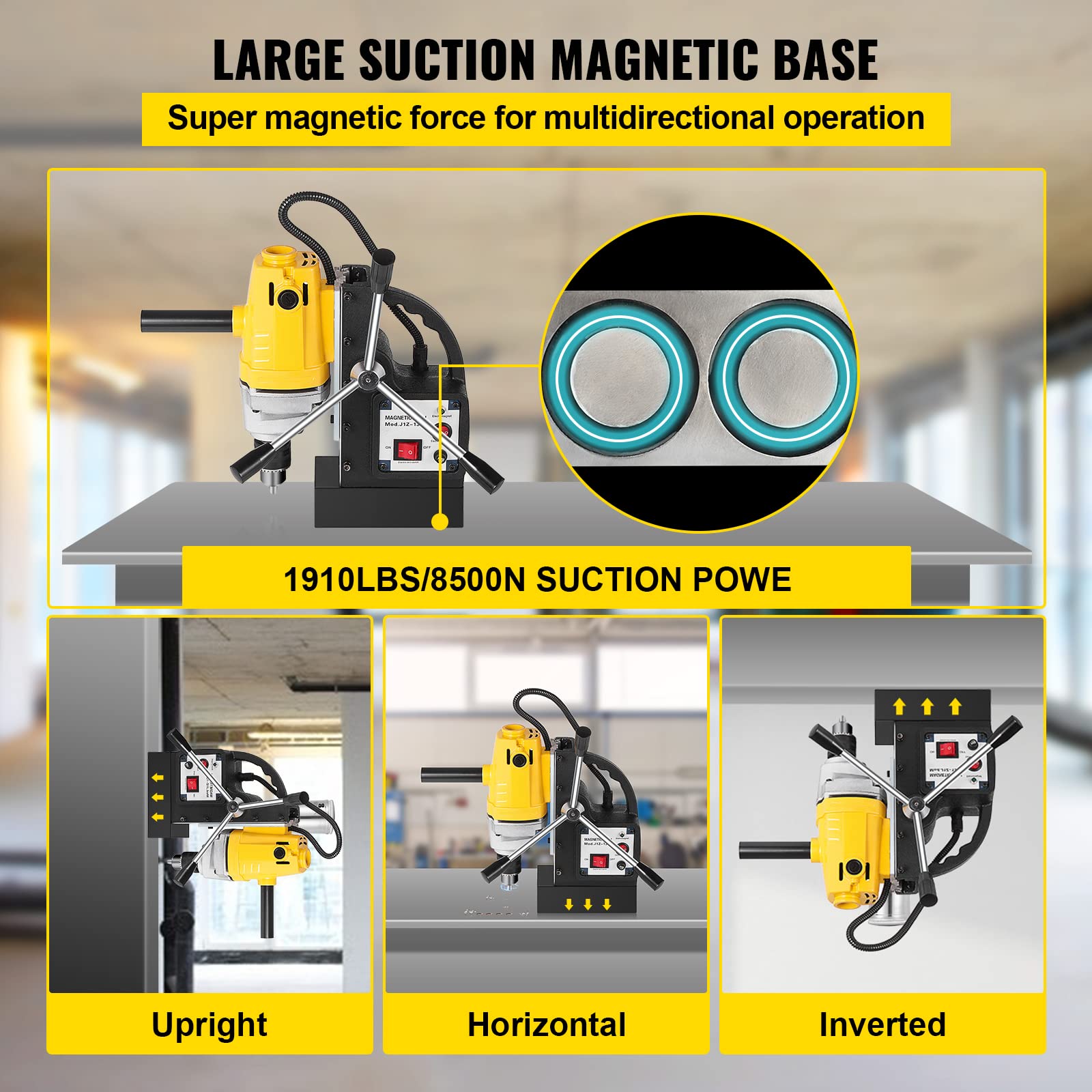 Prensa de taladro magnético MD13 8500N Magnet Force TableTop 750W Máquina de perforación de núcleo de banco portátil eléctrica multifuncional