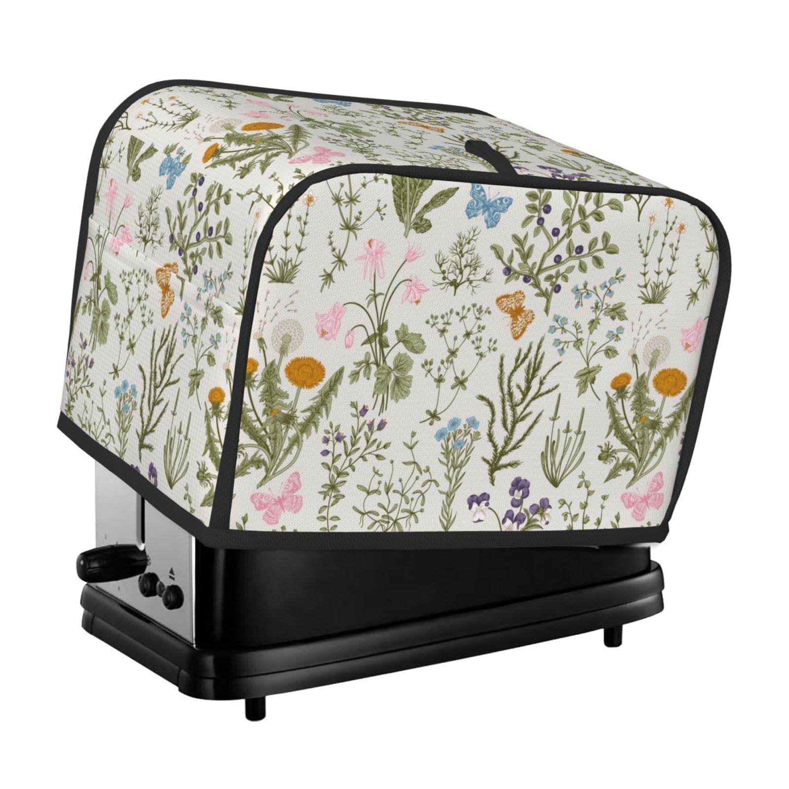 Vintage Flower Wild Herb Floral 2 Slice Toaster Cover, Waterproof Toaster Dust Cover Bread Maker Protective Cover For Small Kitchen Appliance Dining Room Home Table Decor Gifts-image-4
