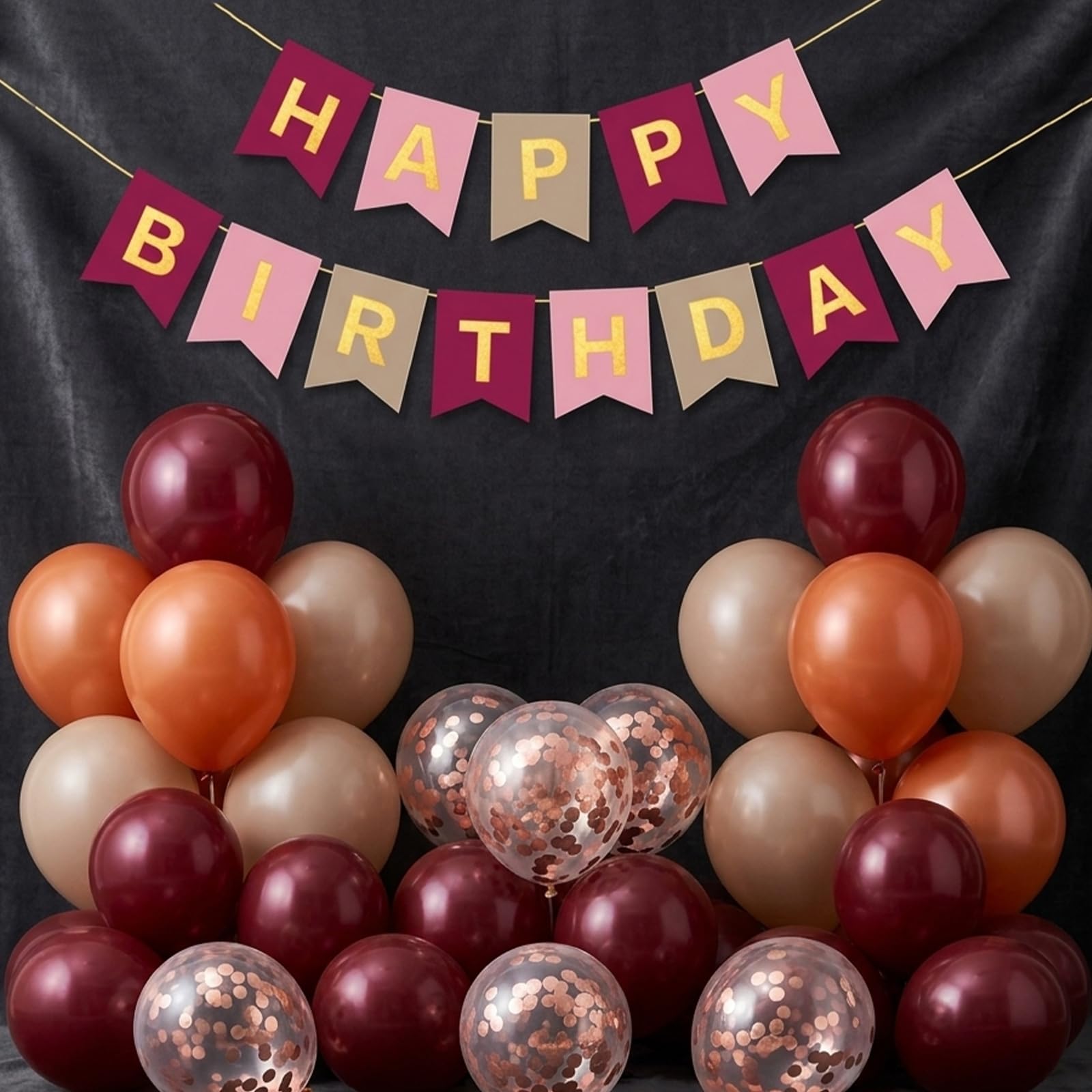 Birthday Decorations Set, Burgundy Elegant Birthday Banner and 30 Latex Balloons, 31 Pcs Party Supplies for Adult Party Home Decor