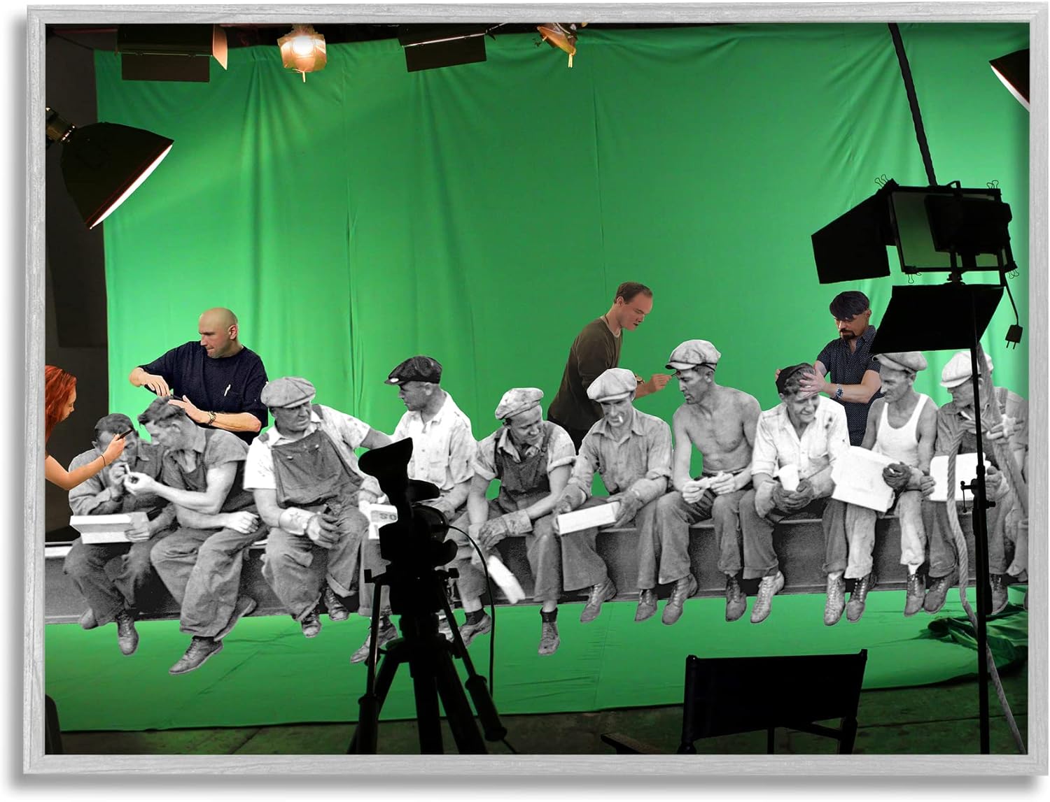 Stupell Industries Green Movie Set Vintage Monochrome People Collage, Design by Barry Kite