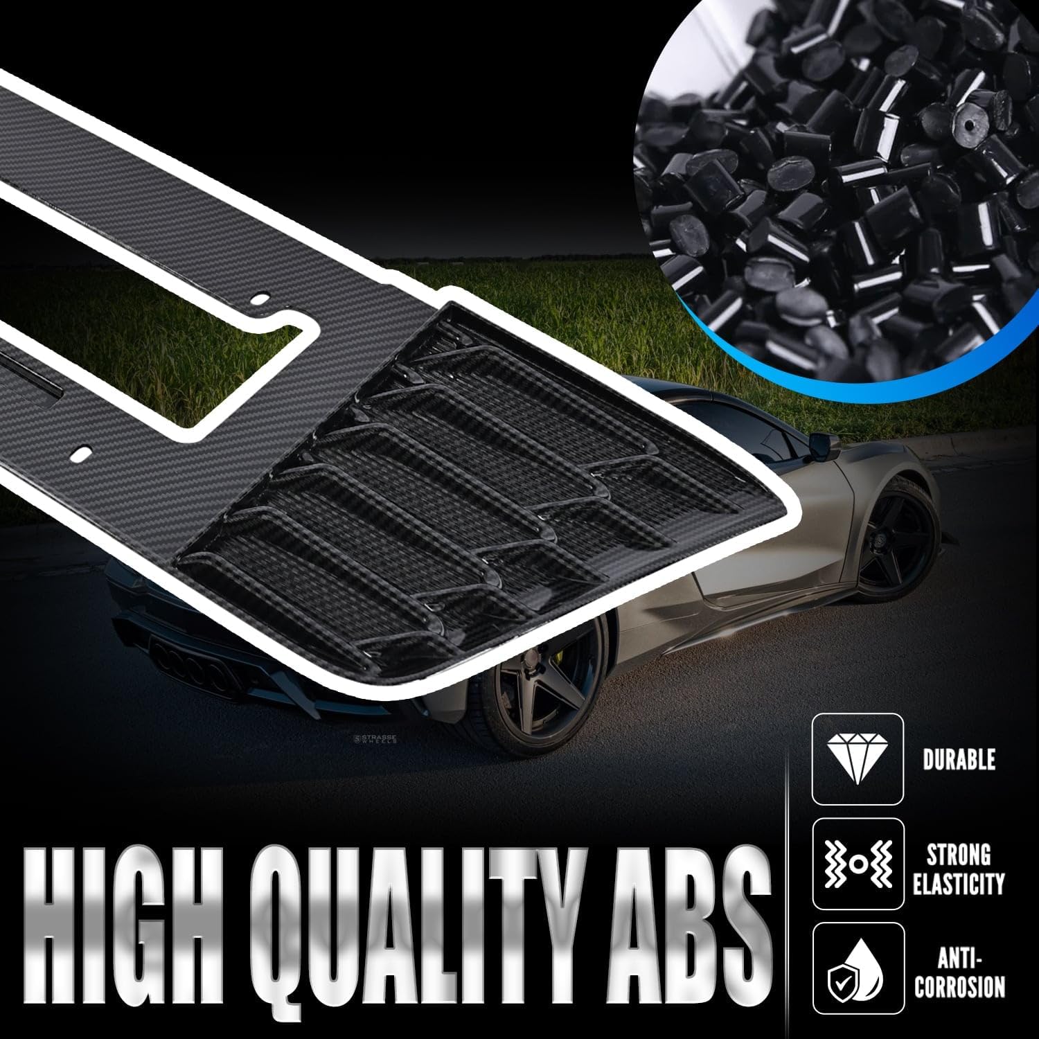 Rear License Plate Frame,Carbon Fiber Pattern Rear Trunk License Plate Base Frame Grill Vent Insert Cover Trim Protector Accessories for Corvette C8 Z06 2023+ and for C8 E-ray 2024+