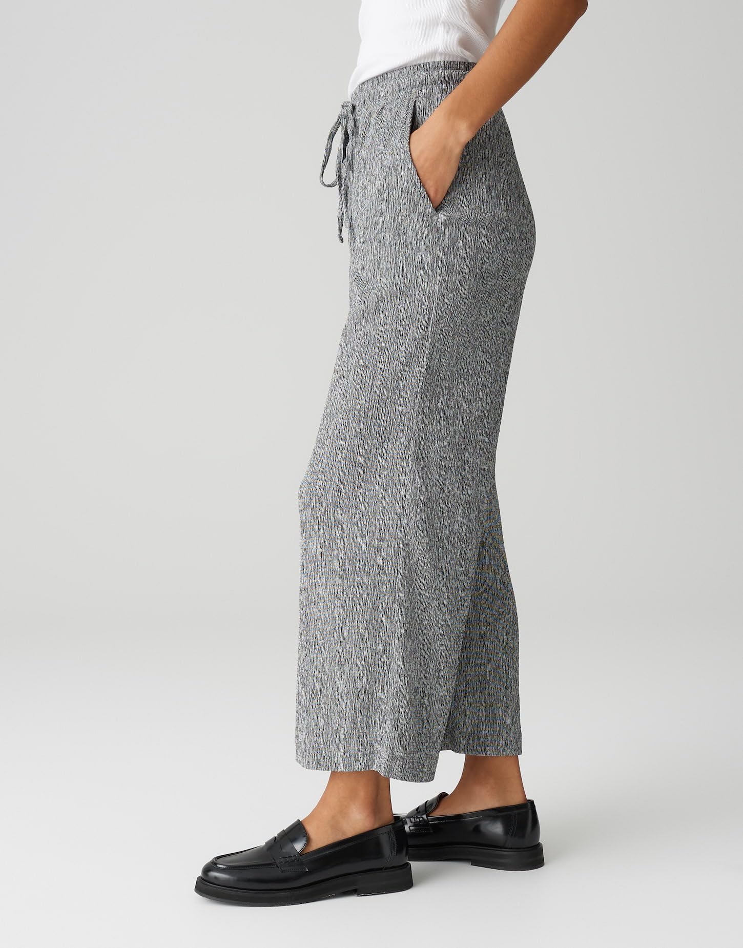 OPUS Damen Stoffhose | Culotte MILENI Crinkle Two-Tone Wide mit Komfortbund