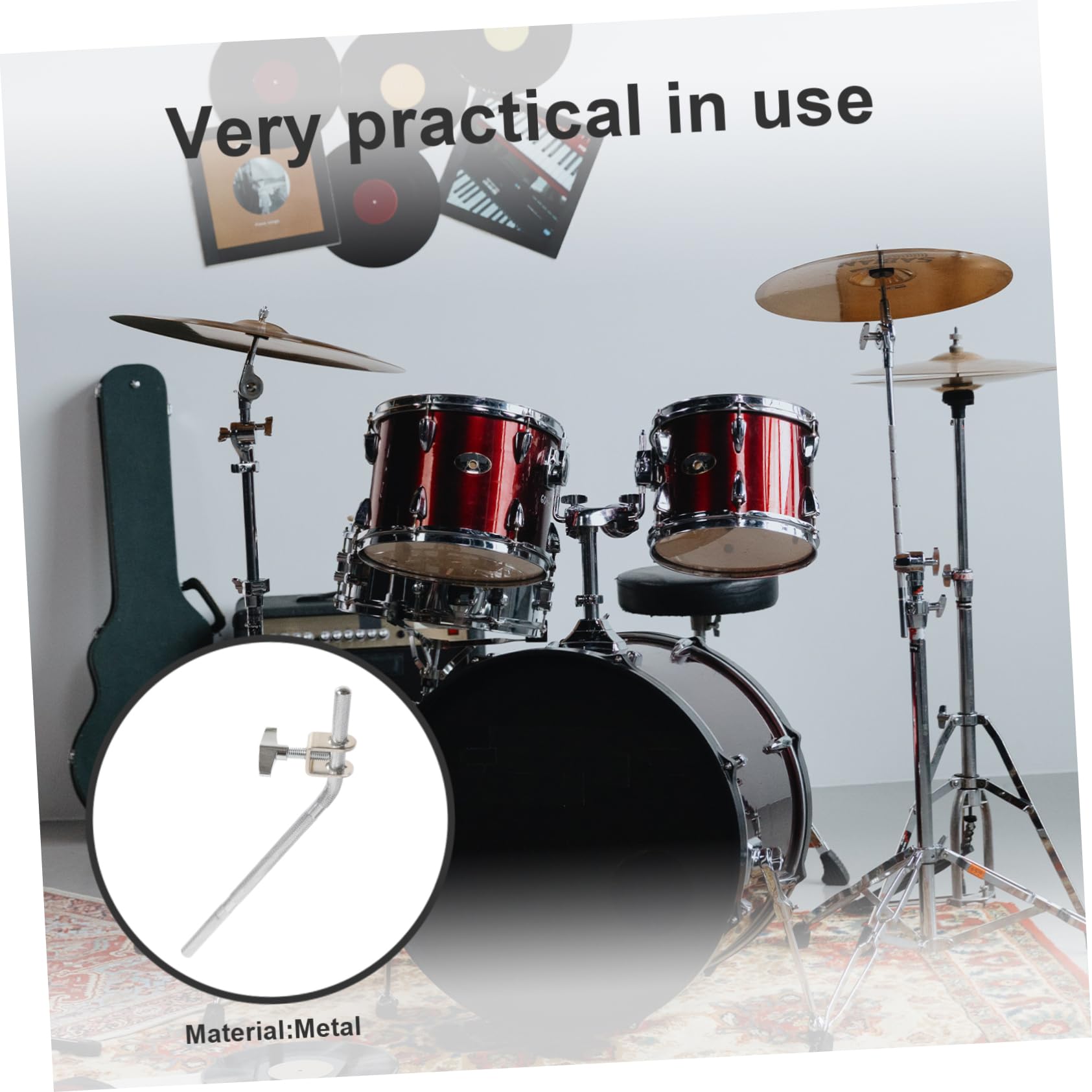 Toddmomy Drum Cowbell Holder Extension Rod for Drum Kit Durable Clamp for Bass Drum Cowbell Mount for Percussion and Music Enthusiasts