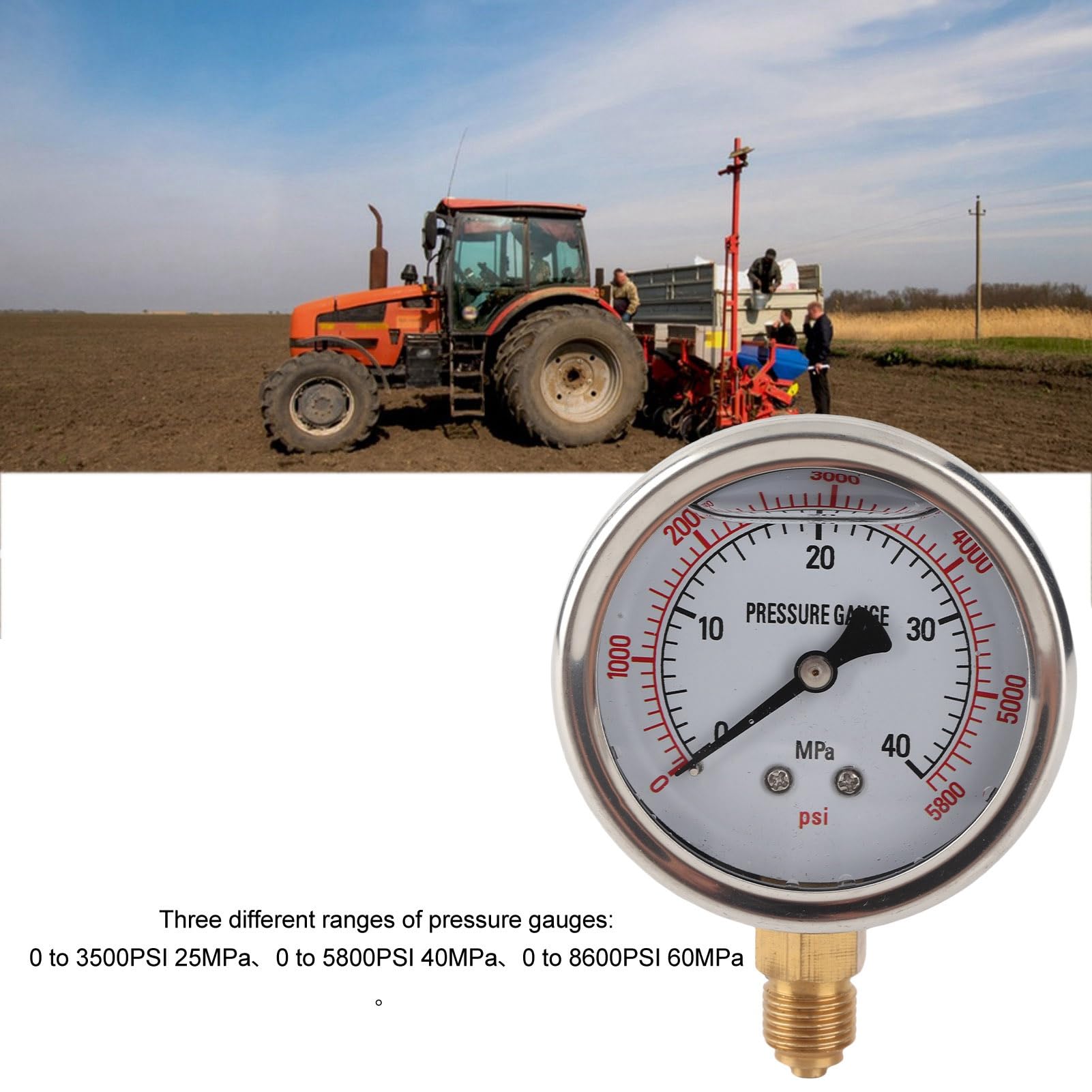Kit di Prova della Pressione idraulica, Kit di Prova della Pressione idraulica 25 40 60 MPa Manometro per Escavatore con 8 Giunti per manometro elettromeccanico