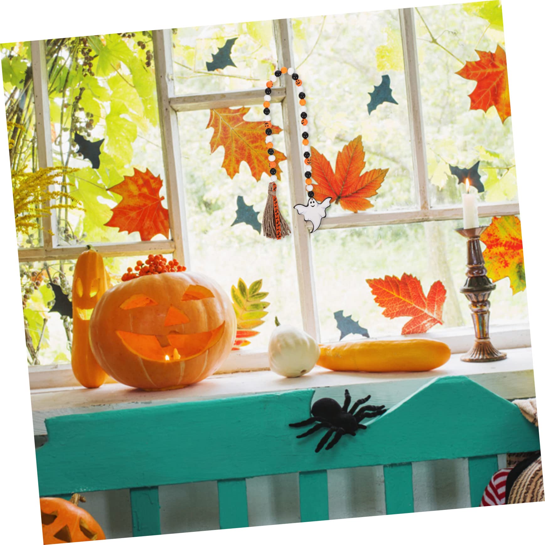 Cabilock 5 Stück Schnur Halloween-holzperlenkette Bauernhausperle Quaste Wanddekoration Halloween-Party- Fensterdekoration Perlengirlande Quasten Kränze Für Fenster -perlen