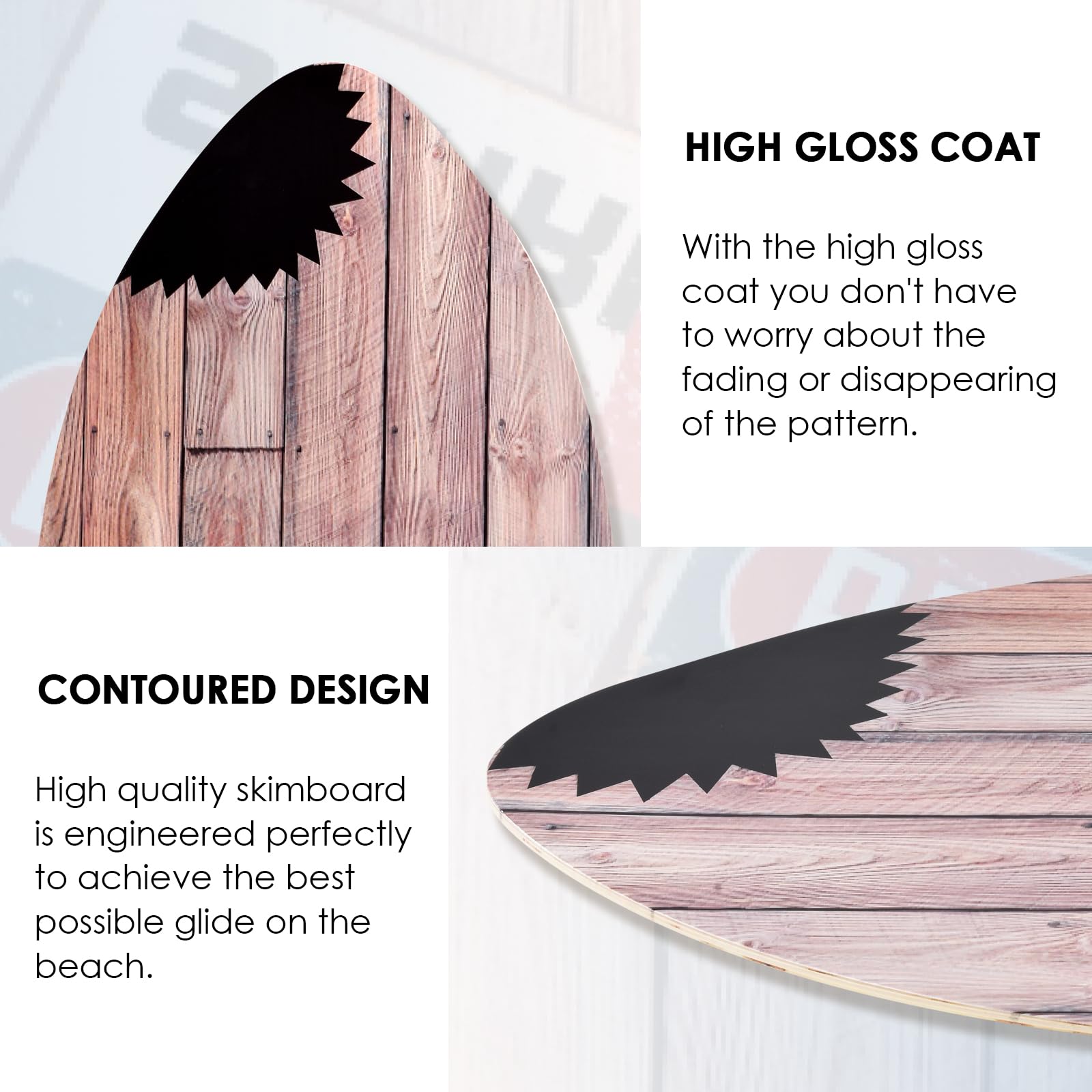 seething 35 Inch Skimboard with High Gloss Coat Wood Skim Board for Beginners,Kids, Teenagers, Adults and All Skimming