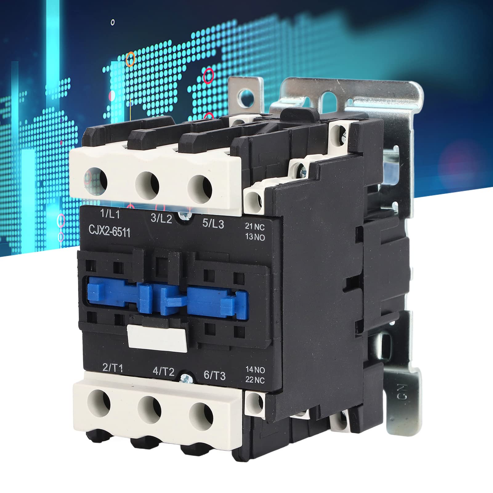 Contattore CA da 65 A con bobina da 110 V CA 50 Hz e guscio ignifugo - Contatti principali 3NO e ausiliari 1NO 1NC - per controllo motore, alimentazione e indicatori.