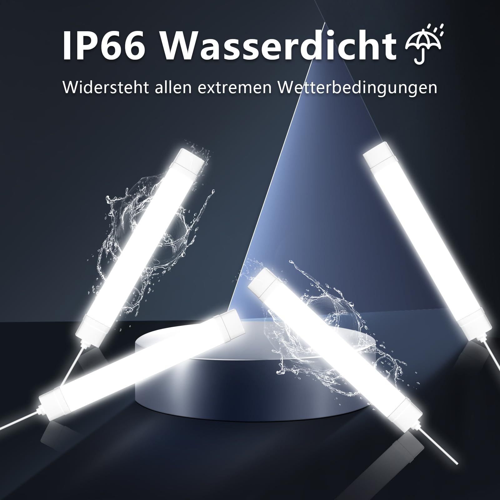 Feuchtraumleuchte LED, 40W 4000LM LED Röhre 120CM Neutralweiß 4000K, IP66 Wasserfest Werkstattlampe LEDs Deckenleuchte für Garage Keller Werkstatt Feuchtraum Bad Büro Warenhaus Keller