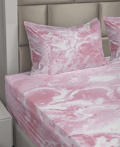 Miniatura 2 de Lunarable Marble Print Sheet Set, Pastel Toned Colors in Fluid Pattern Brushstroke Watercolor Style, Fitted and Flat Sheet with Pillowcases Bedding