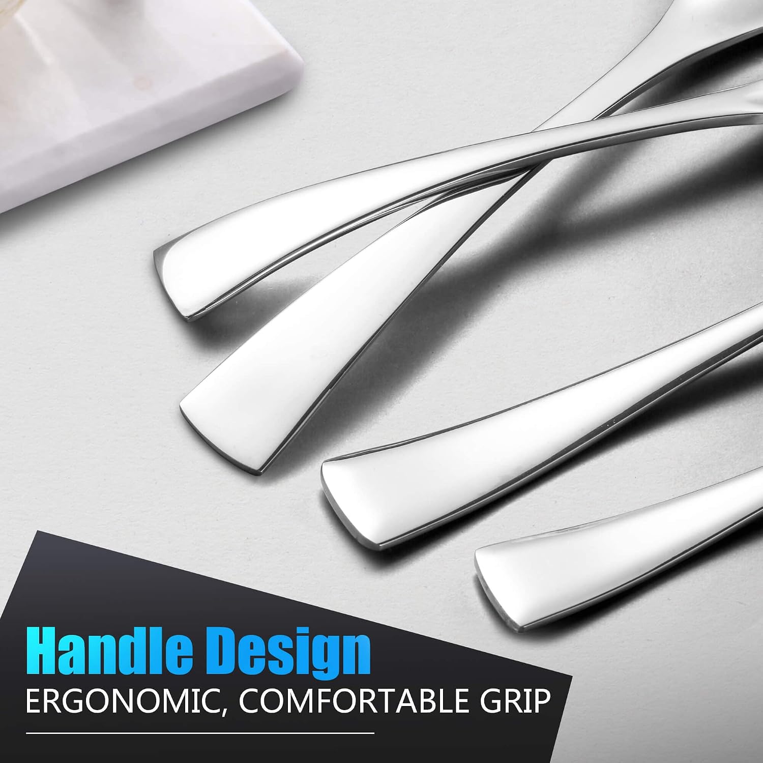 Lemeya 24 Pieces Silverware Set with Steak Knives,Heavy Duty 18/10 Stainless Steel Flatware Set with Forged Stand Knives,Modern Cutlery,Mirror Polished,Dishwasher Safe