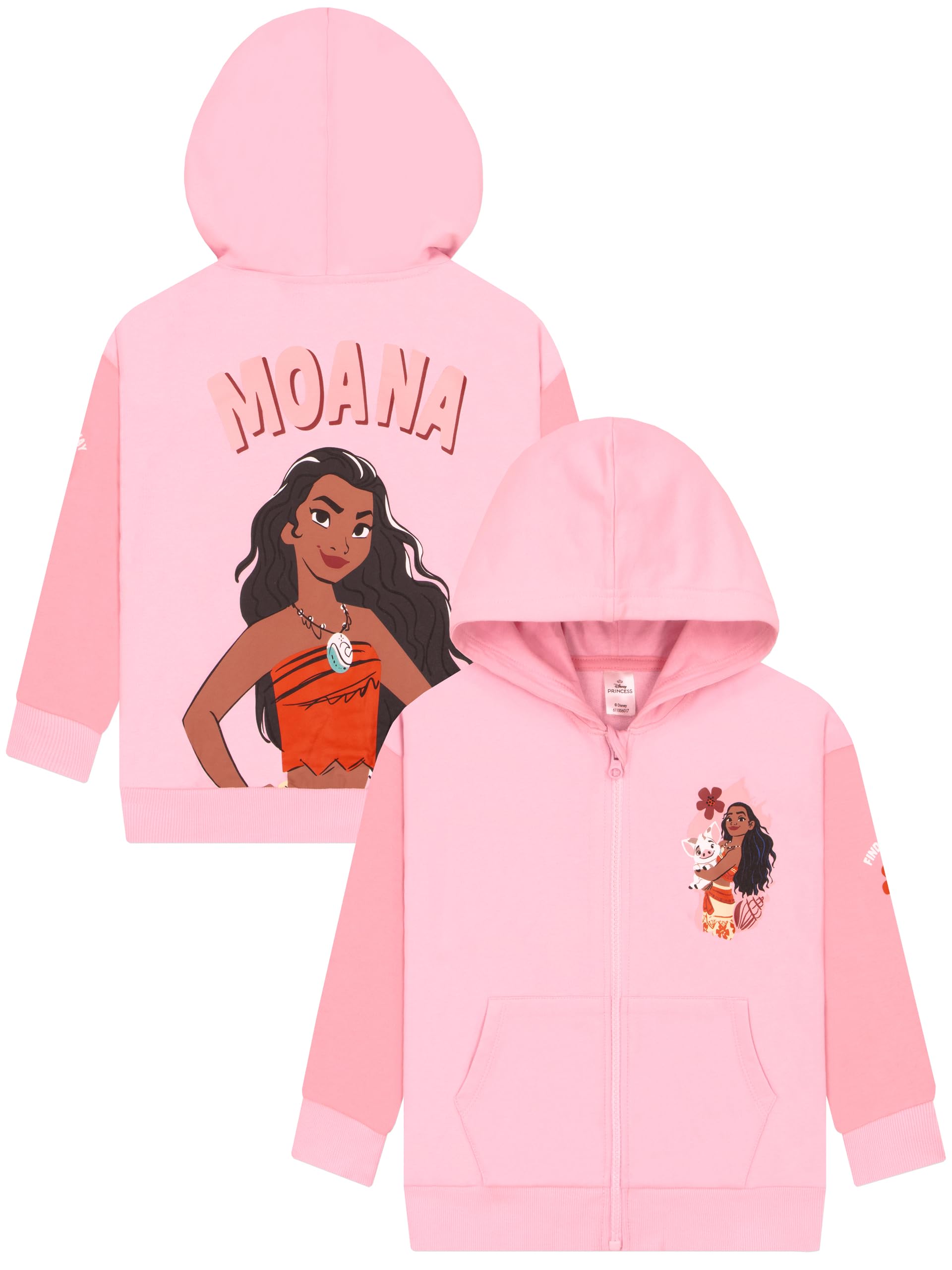 Disney Moana Girls Hoodie, Moana Zip Up Hoodie, Princess Kids Hoodies, Cotton Girls Clothes, Pink 6-7 Years