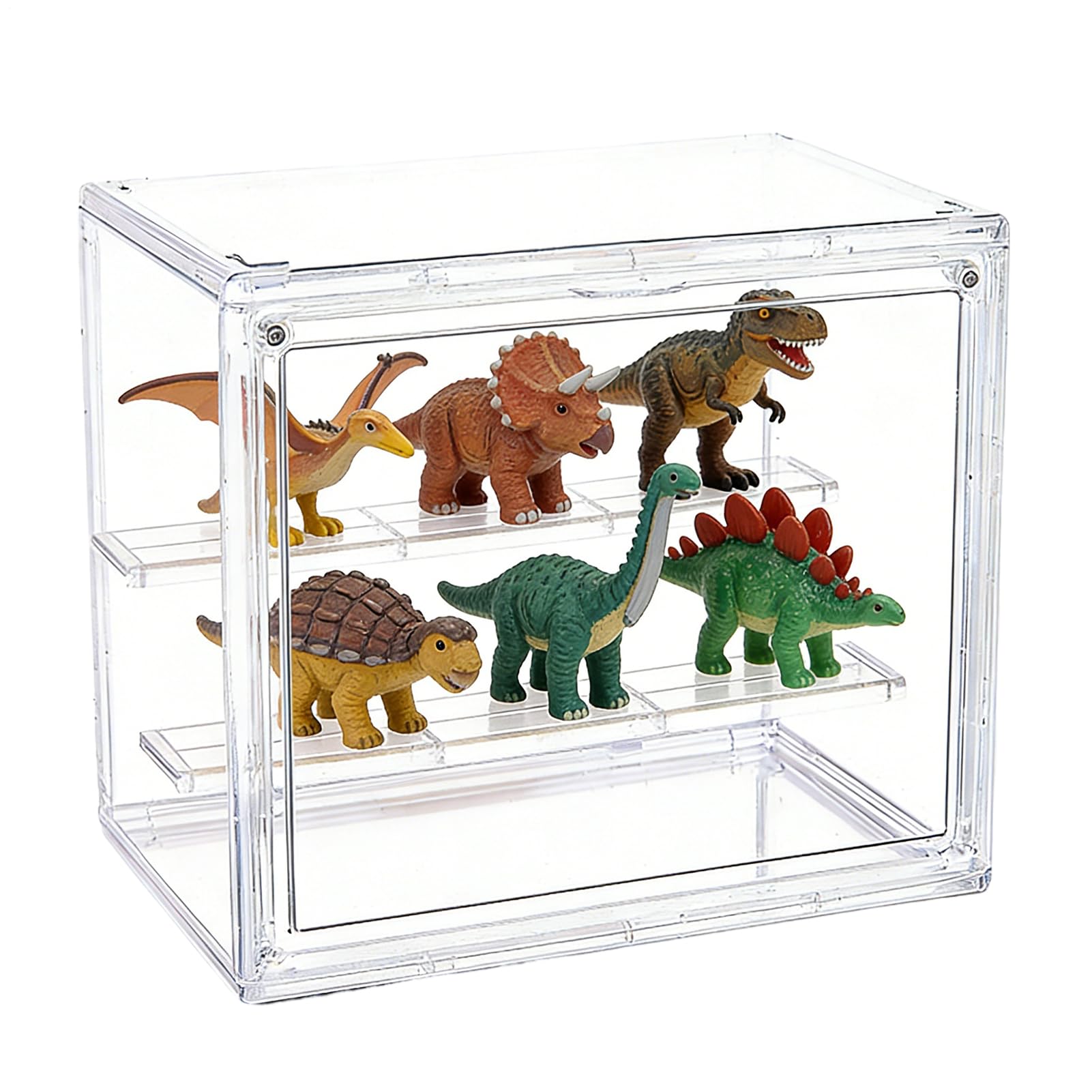 Boîte de vitrine en acrylique transparente empilable avec porte magnétique et séparation amovible