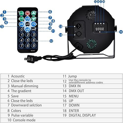 Miniatura 4 de Luces de escenario Dj para fiestas, luz LED de escenario, luz de escenario activada por sonido, luz de fiesta portátil, luz par 36 LED RGB control